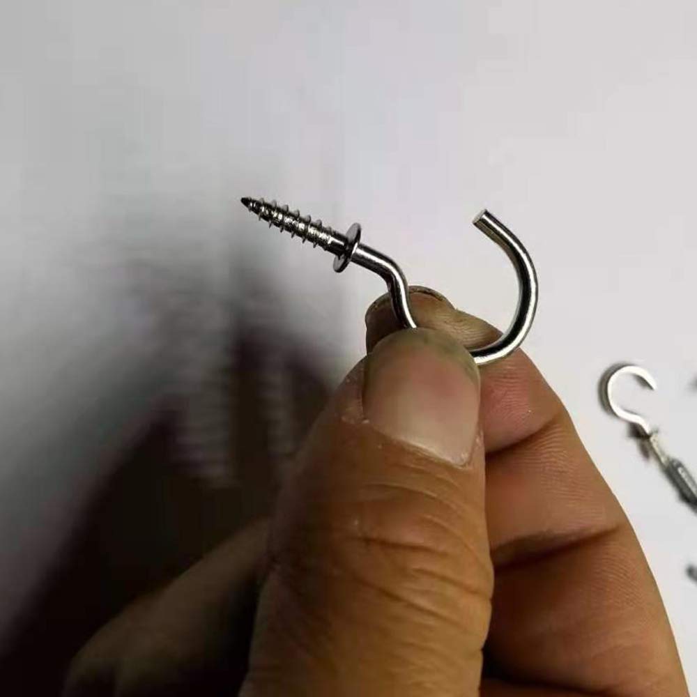 50 Pcs Nickel Plated Screw-in Ceiling Hooks - 1 Inch Silver Cup Hooks for Cabinet, Shelf & Home Organization | Perfect for Hanging Plants, Lights & Decor