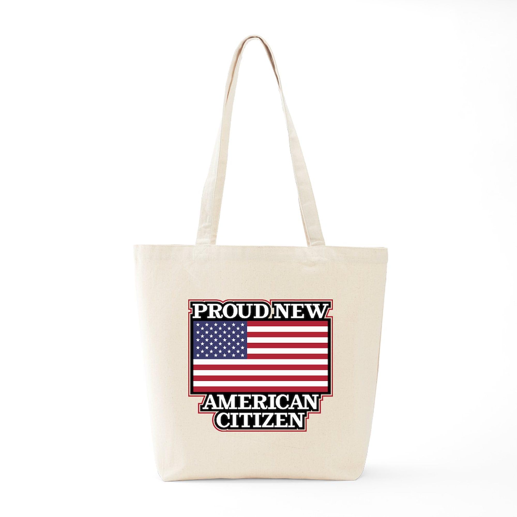 Proud New American Citizen Tote Bag - Natural Canvas Reusable Shopping Bag for Groceries, Beach & Everyday Use | Eco-Friendly & Durable