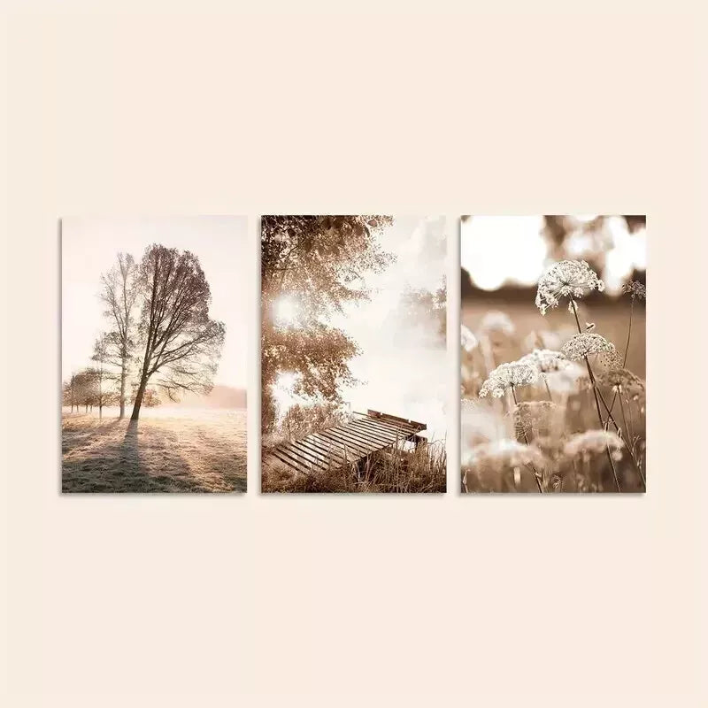 3-Piece Modern Boho Lake Canvas Wall Art Set - Framed 50x70cm - High Quality Print - 100% Australian Made - Ready to Hang - Perfect for Living Room, Bedroom & Office Decor