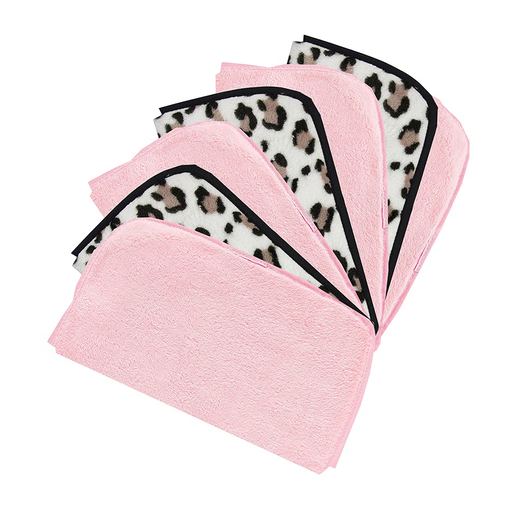 Vintage Cosmetic Company 7-Day Dual-Sided Makeup Remover Cloths - Soft Reusable Face Wipes for Gentle Exfoliation & Cleansing (Pink & Leopard Print, Pack of 7) | Perfect for Travel, Daily Skincare & Makeup Removal