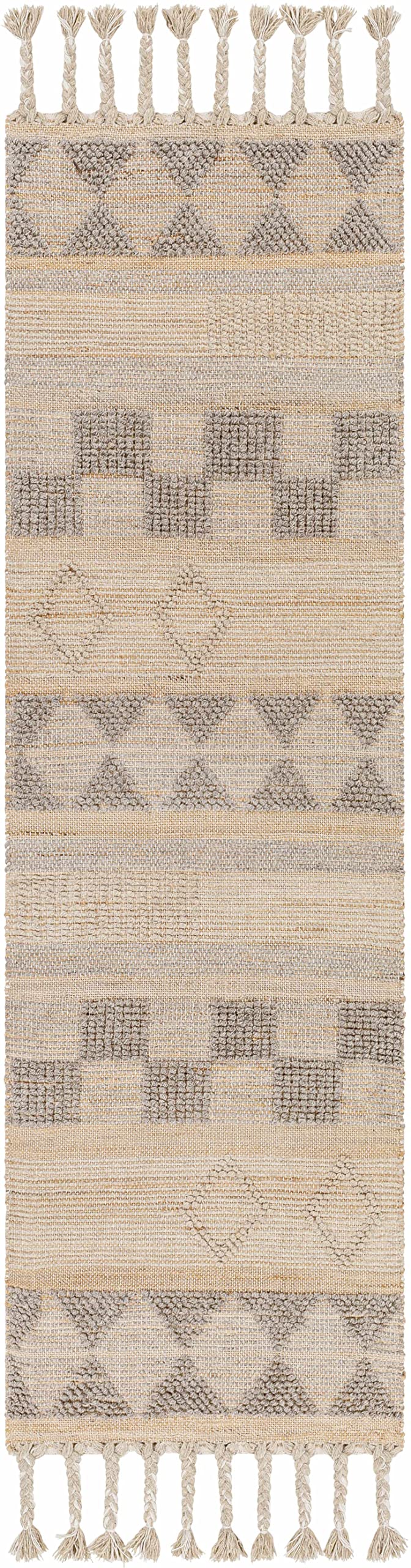 Bohemian Transitional Jute Area Rug for Living Room & Bedroom - 2' x 3' Tan & Gray - Hauteloom Ardee - Perfect for Boho Decor, Cozy Spaces & Neutral Home Styling