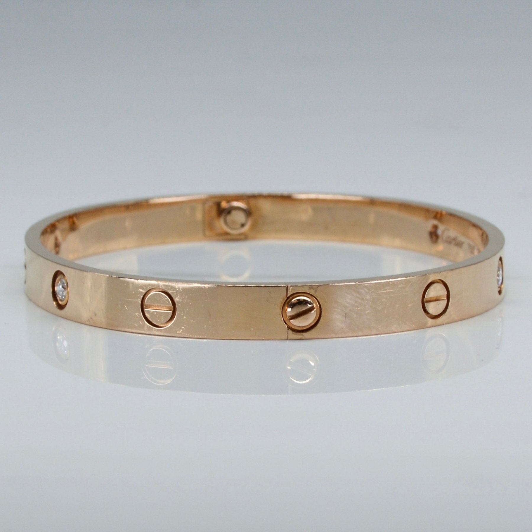 Cartier Love Bracelet with 4 Diamonds - 18K Yellow Gold Size 7 | Luxury Jewelry Gift for Women | Perfect for Anniversaries, Weddings & Special Occasions