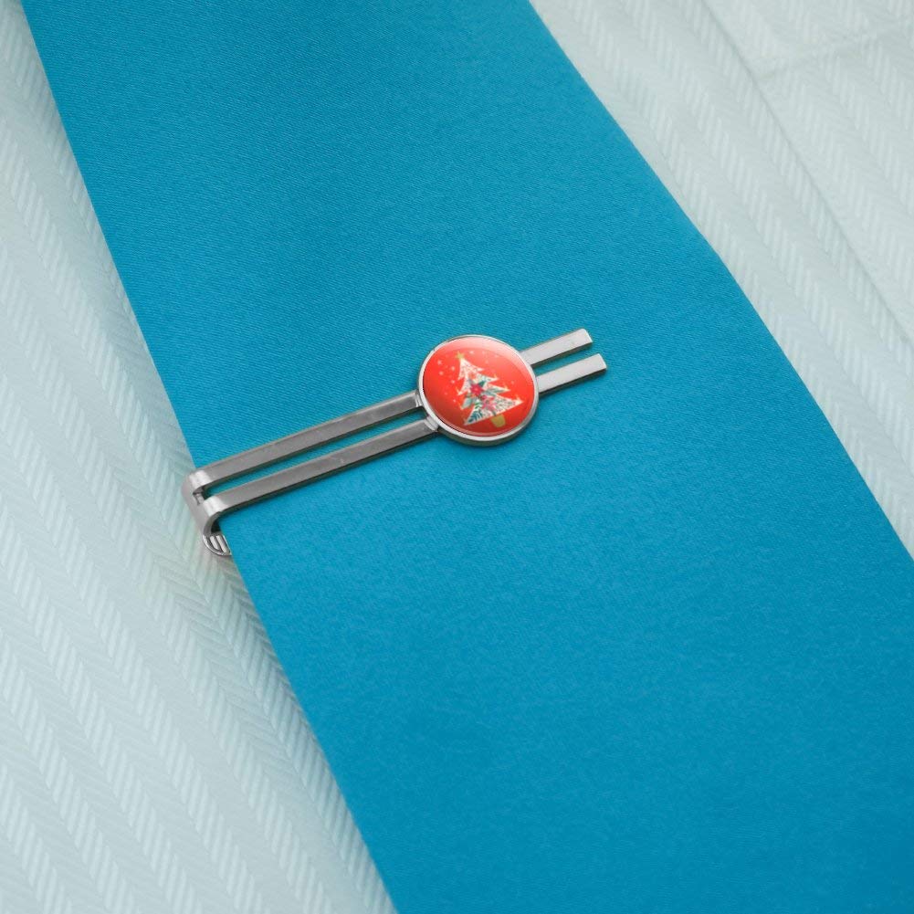 Silver Plated Christmas Tree with Candles Tie Bar Clip - Elegant Holiday Accessory for Suits, Ties & Formal Wear - Perfect for Christmas Parties, Weddings & Office Events