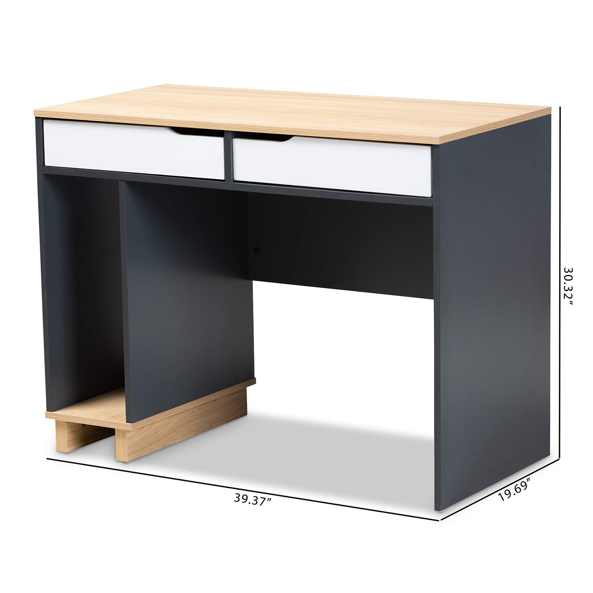 Baxton Studio Desk - Grey Oak White for Home Office