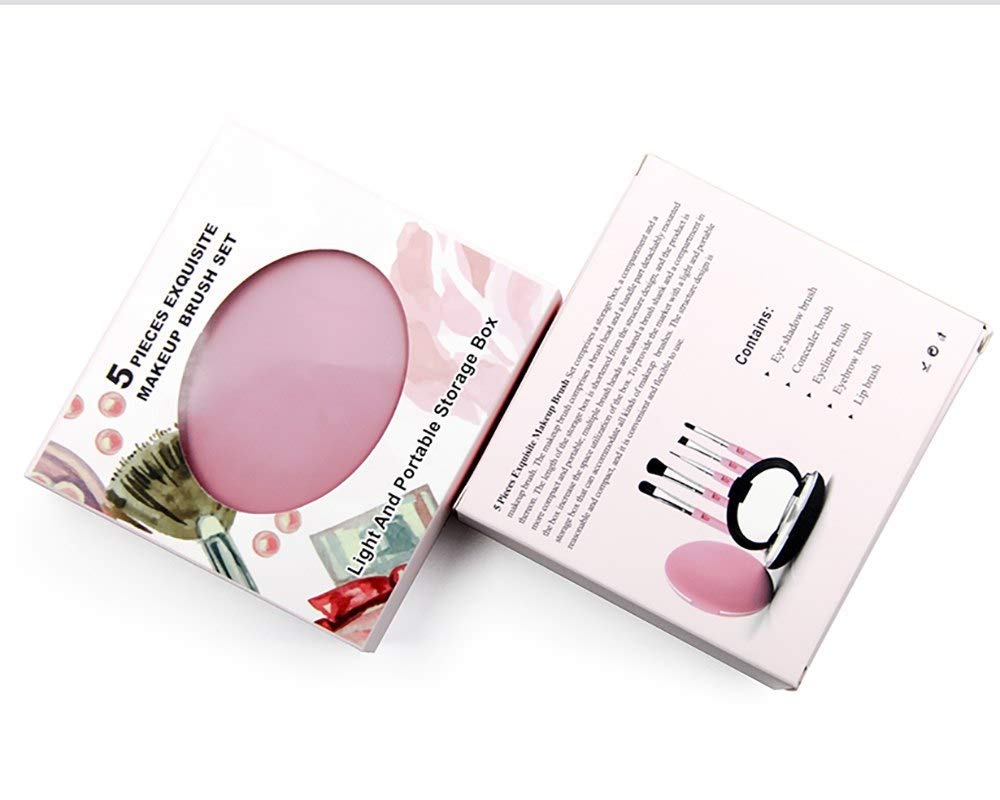 Premium 5-Piece Essential Eye Makeup Brush Set with Portable Storage Box - Concealer, Eyeshadow, Eyeliner, Eyebrow & Lip Brushes (Pink) - Perfect for Travel, Professional Makeup Artists & Everyday Beauty Routine