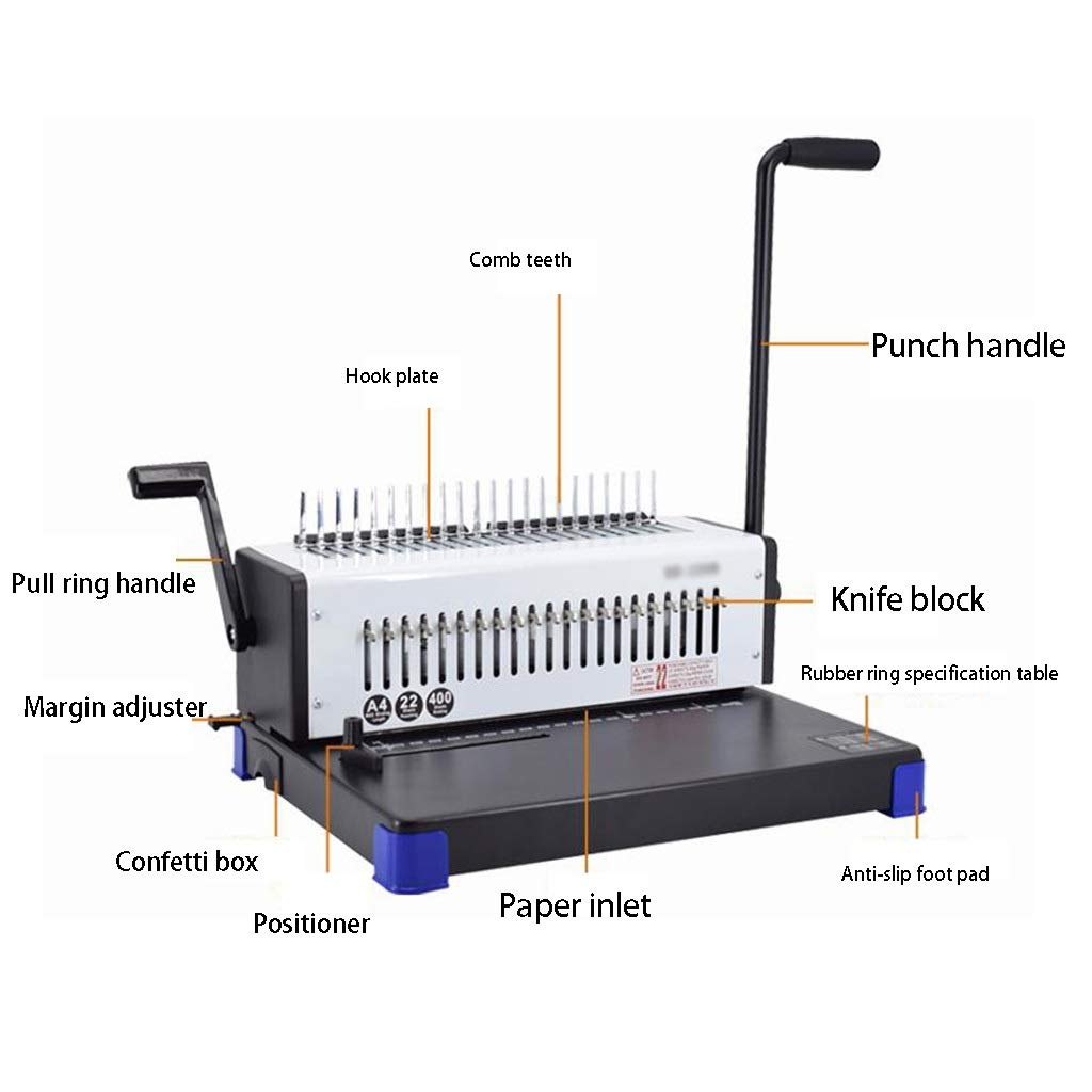 21-Hole Apron Binding Machine for Loose-Leaf Paper - School & Office Supplies, 10-Hole Punch for Documents, Accounting & Financial Records - Perfect for Students, Teachers & Businesses