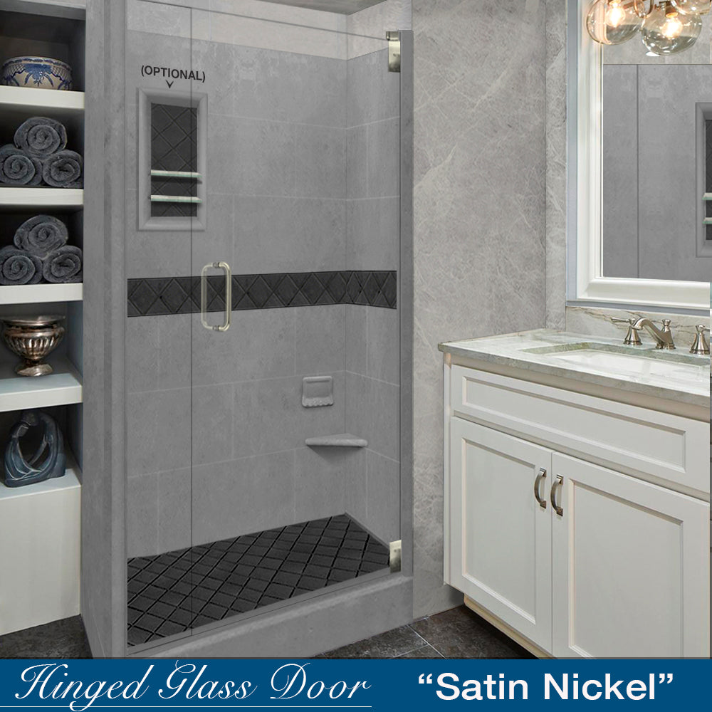 Alcove Portland Cement Sistine Stone & Diamond Stone Accent - DIY Shower Remodel Kit for Bathroom Renovation | Waterproof Tile Backer Board for Wet Areas