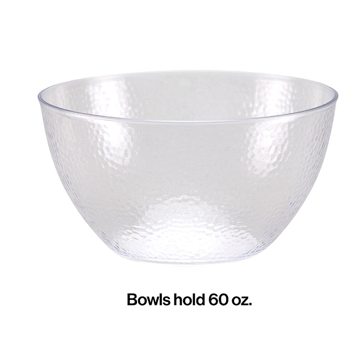 12-Piece Bulk Clear Pebble Plastic Bowls Set - 60 oz Capacity - Perfect for Parties, Picnics, Catering & Food Storage