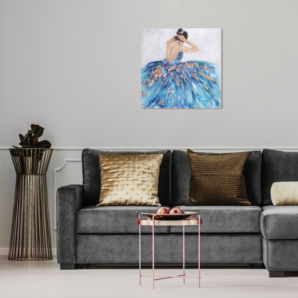 Elegant Blue Princess Dress Canvas Wall Art Print - Festive & Glamorous Home Decor for Bedroom, Nursery, or Living Room