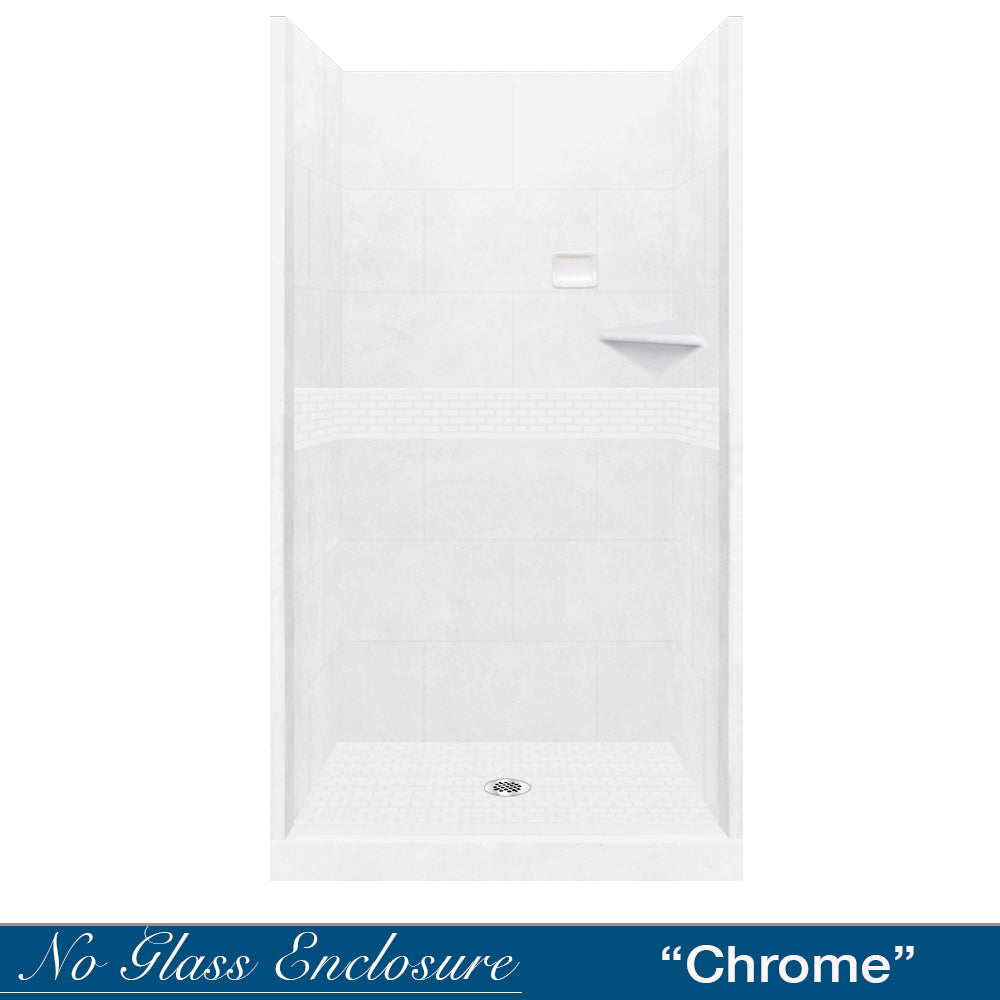 Alcove Natural Buff Sistine Stone & Classic Stone Accent DIY Shower Remodel Kit - Easy Bathroom Upgrade for Home Renovation Projects