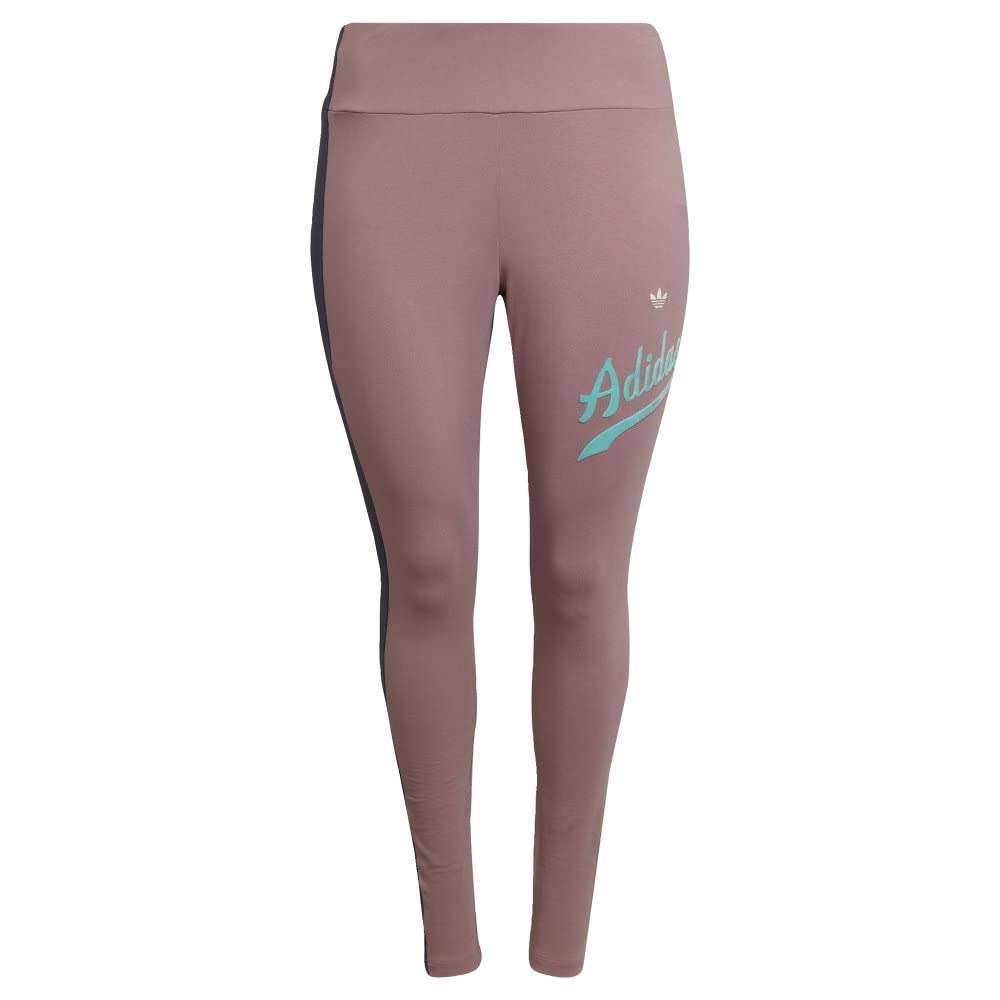 Adidas Originals Plus Size Logo Play Tights for Women - Magic Mauve/Shadow Navy 3X - High Waisted Yoga Pants for Workout, Running & Lounge Wear
