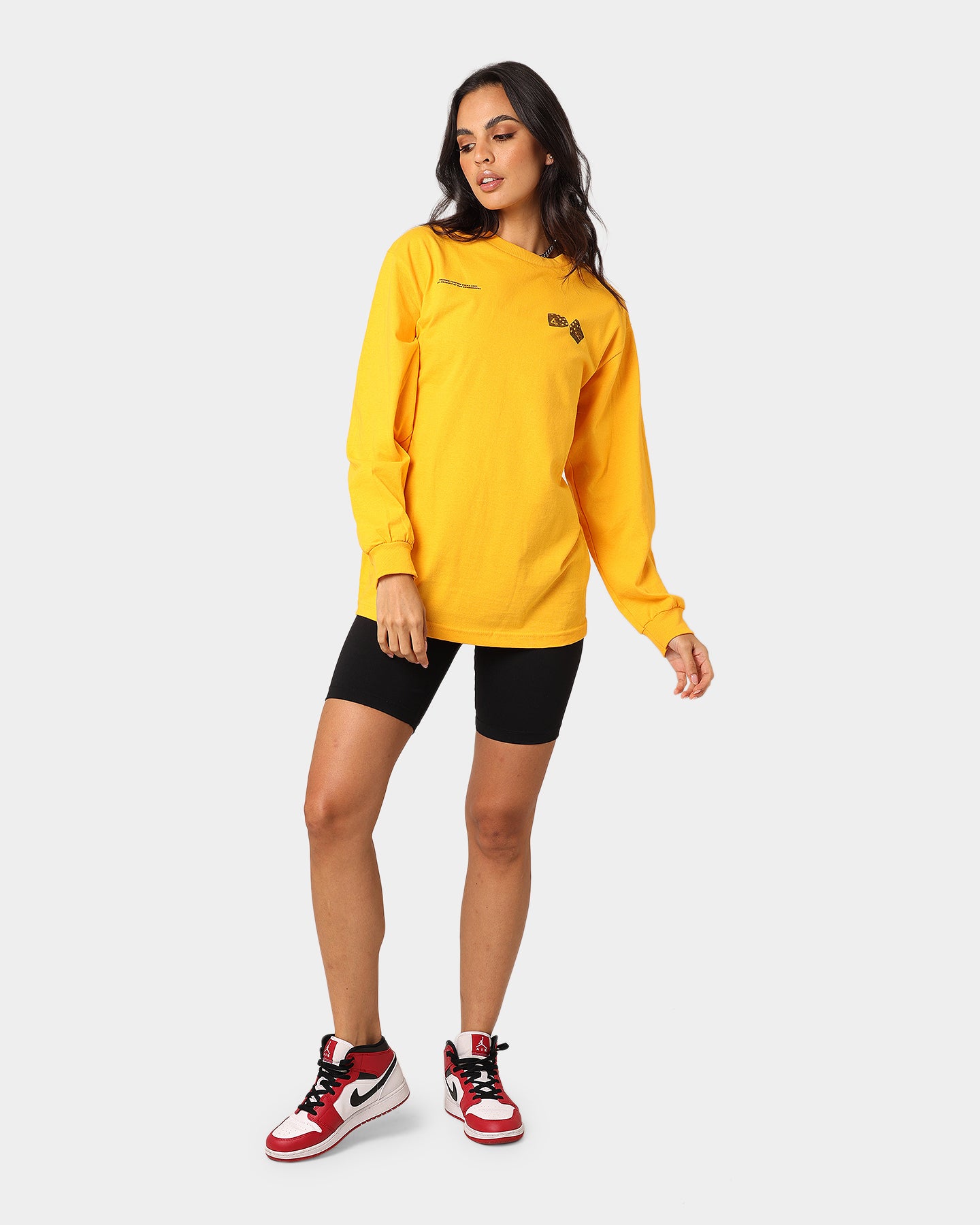 4HUNNID Roll The Dice Long Sleeve T-Shirt Mustard Yellow - Streetwear Graphic Tee for Men & Women - Perfect for Casual Wear, Gaming Events & Urban Fashion