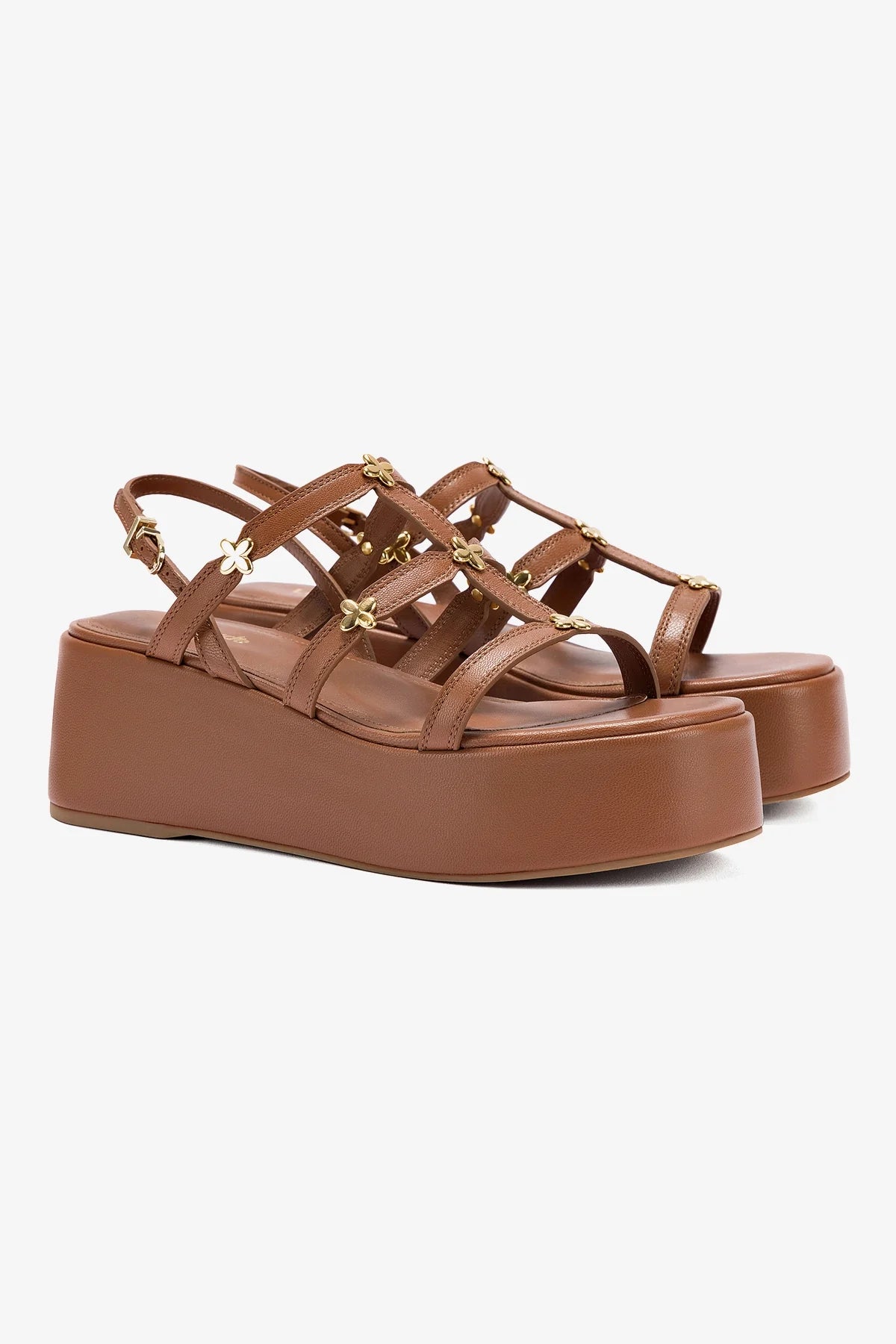 Harmony Platform Sandals for Women - Comfortable Leather Casual Shoes in Caramel Brown | Perfect for Summer, Beach, and Everyday Wear