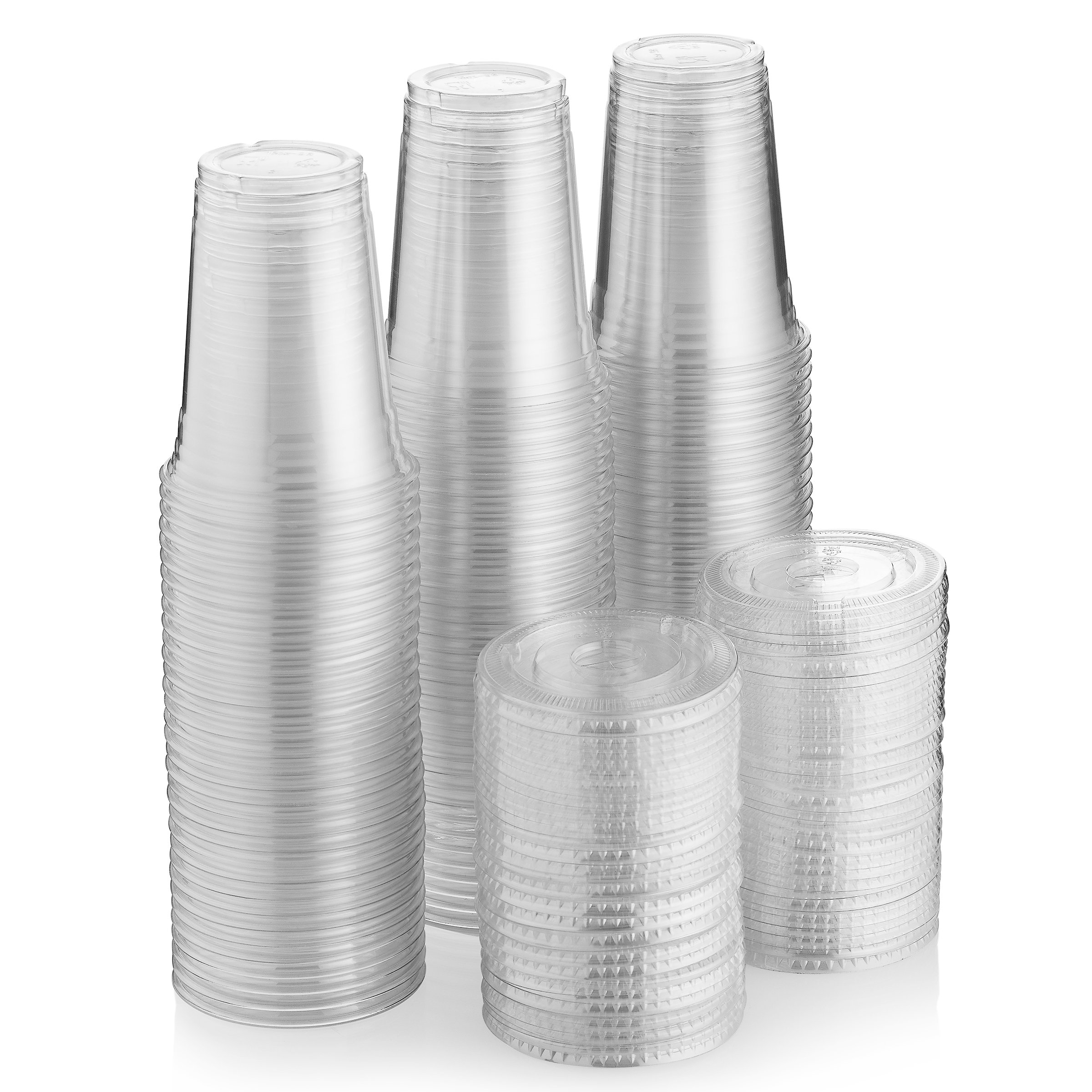 Eco-Friendly 16 oz Disposable Plastic Cups with Lids - 6 Packs of 100 - Perfect for Cold Drinks, Bubble Tea, Iced Coffee, Smoothies & Parties - BPA-Free, Durable & Leak-Proof
