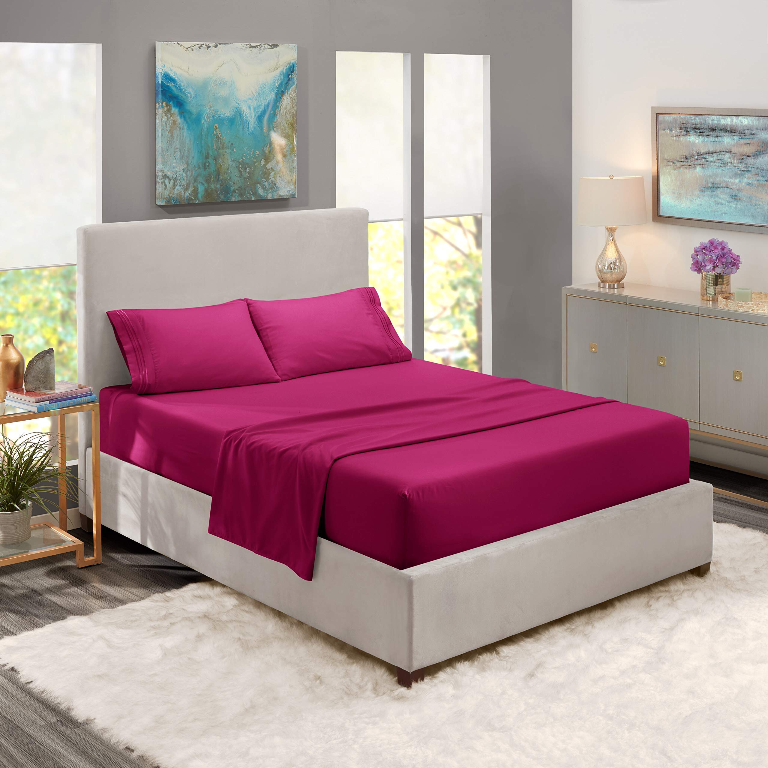 Premium 100% Combed Cotton 4-Piece Twin Bed Sheet Set - 800 Thread Count Ultra Soft Sheets with Extra Long Staple Cotton, Deep Pocket Fits Mattress Up to 14