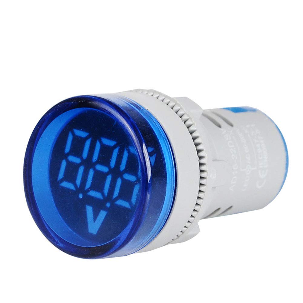 Coromose 22mm LED Digital Voltage Meter Gauge - 60-500V AC Blue Display for Industrial & Home Electrical Testing - Perfect for Circuit Panels, Generators, and DIY Projects