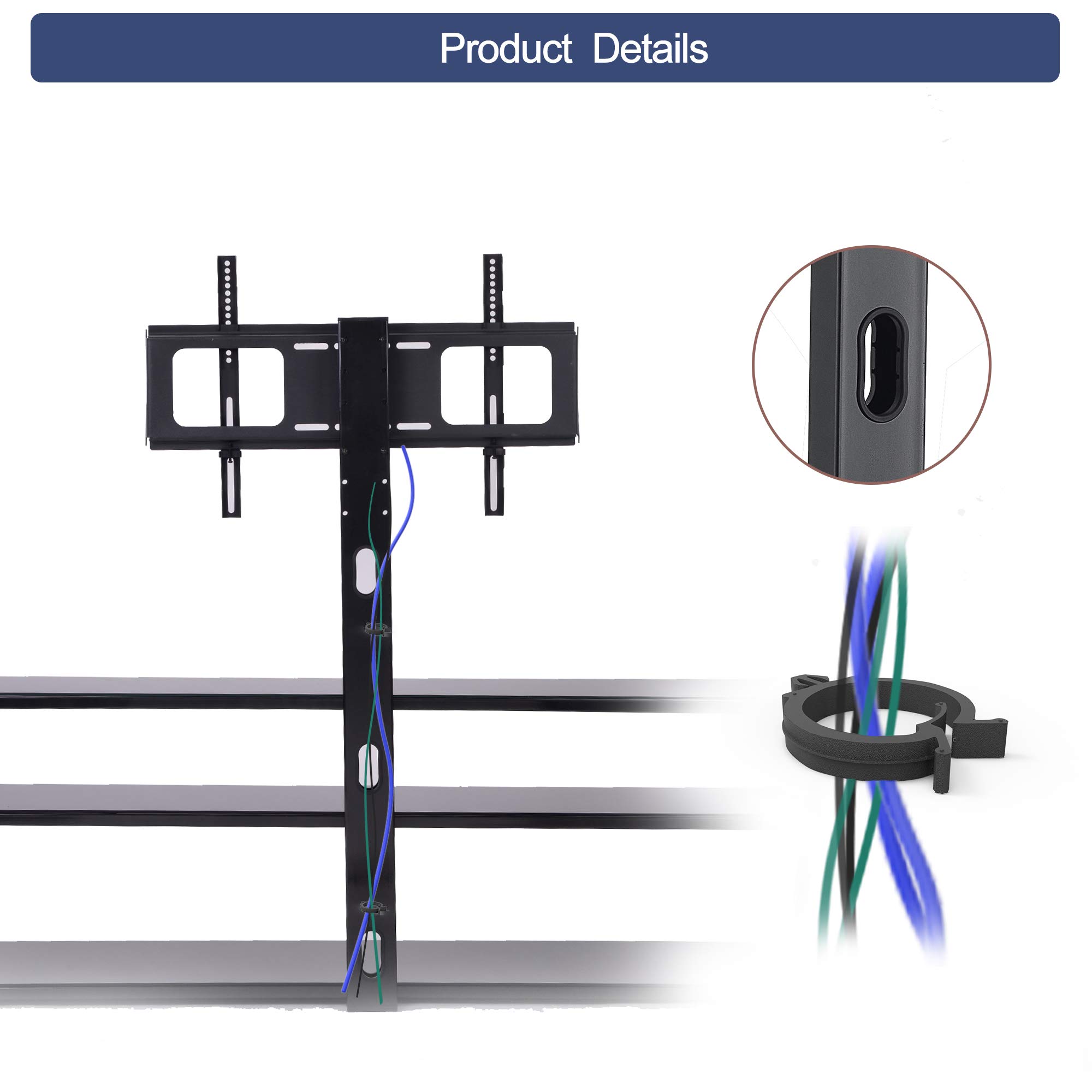 Universal TV Stand for 32-65 Inch TVs - Adjustable Height & Angle Tempered Glass TV Stand with 3-Tier Metal Frame - Perfect for Living Room, Bedroom & Home Theater Setup