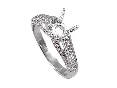 White Gold Engagement Semi-Mount Ring - Elegant Diamond Setting for Wedding & Proposal - Perfect for Bridal Jewelry & Anniversary Gifts