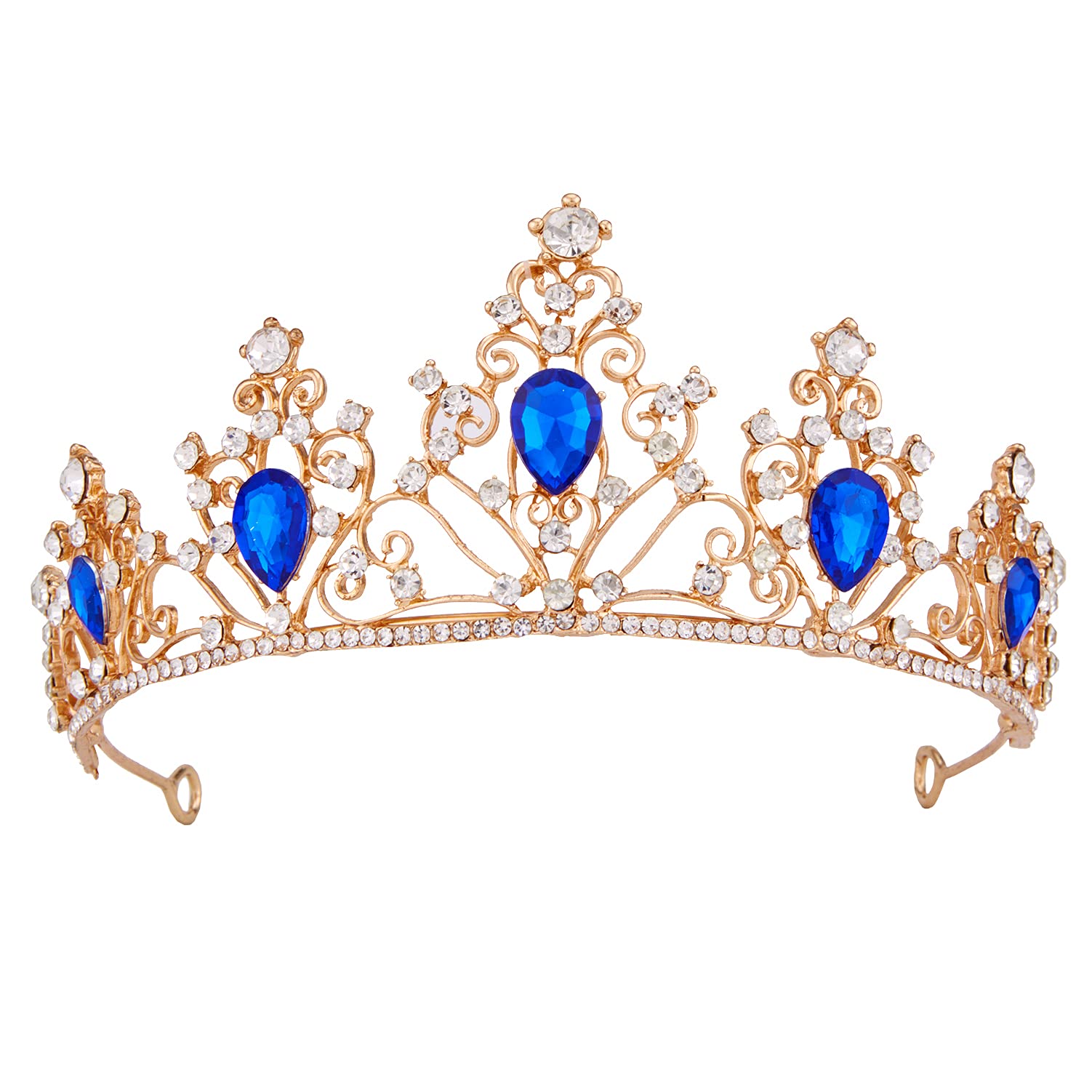 Royal Blue Crystal Tiara Headband - Audrey Descendants Costume Crown for Women, Queen, Bride, Princess | Perfect for Quinceañera, Birthday, Wedding, Pageant, Prom, Homecoming, Halloween Party