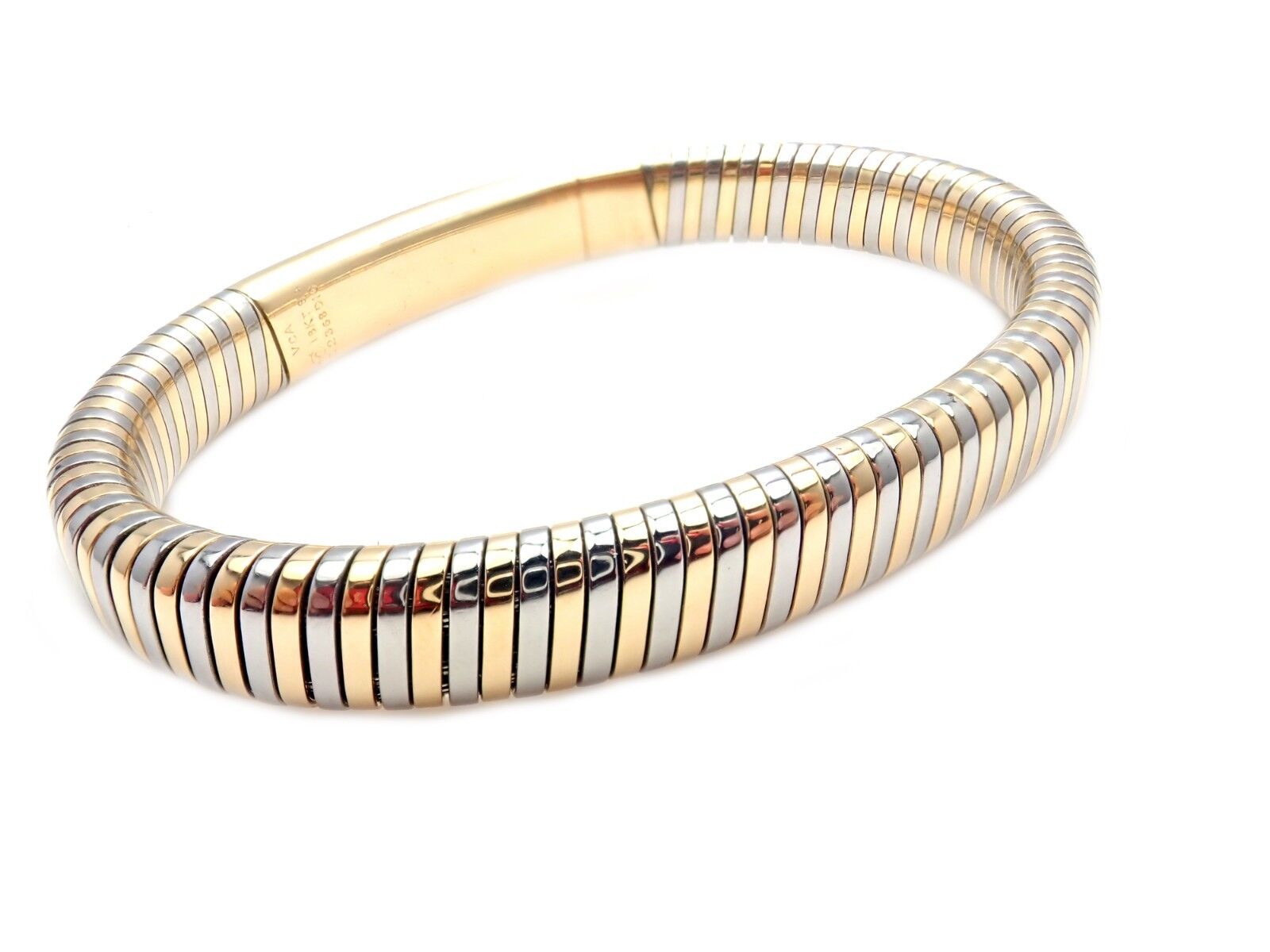 Authentic Vintage Van Cleef & Arpels 18k Yellow Gold & Steel Bangle Bracelet - Luxury Jewelry for Women, Perfect for Weddings, Parties & Special Occasions