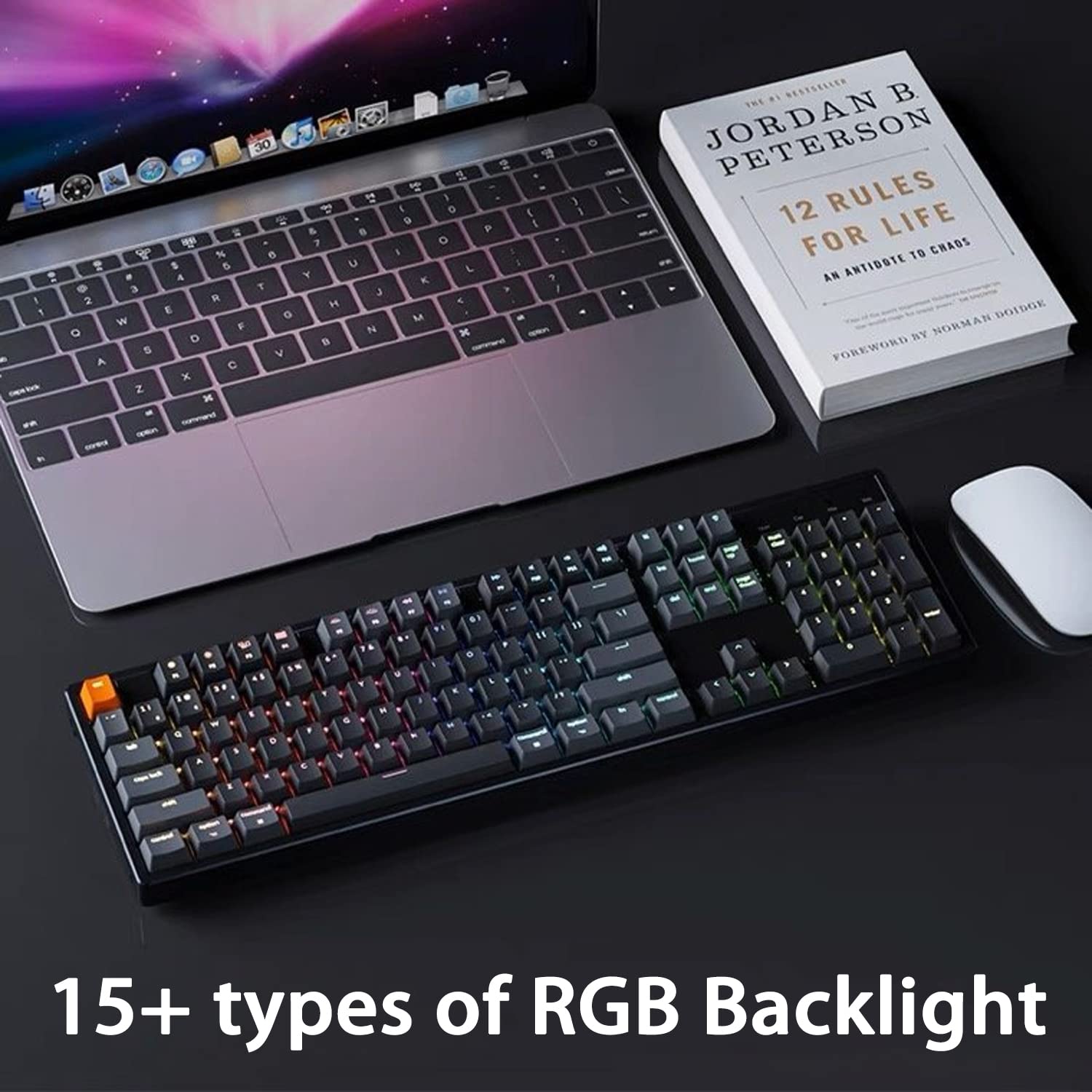 Keychron K10 Full Size 104-Key Wireless Mechanical Keyboard with RGB Backlight | Hot-Swappable Gateron G Pro Red Switches | Aluminum Frame | Bluetooth/Wired for Mac & Windows | Perfect for Gaming, Typing & Office Work