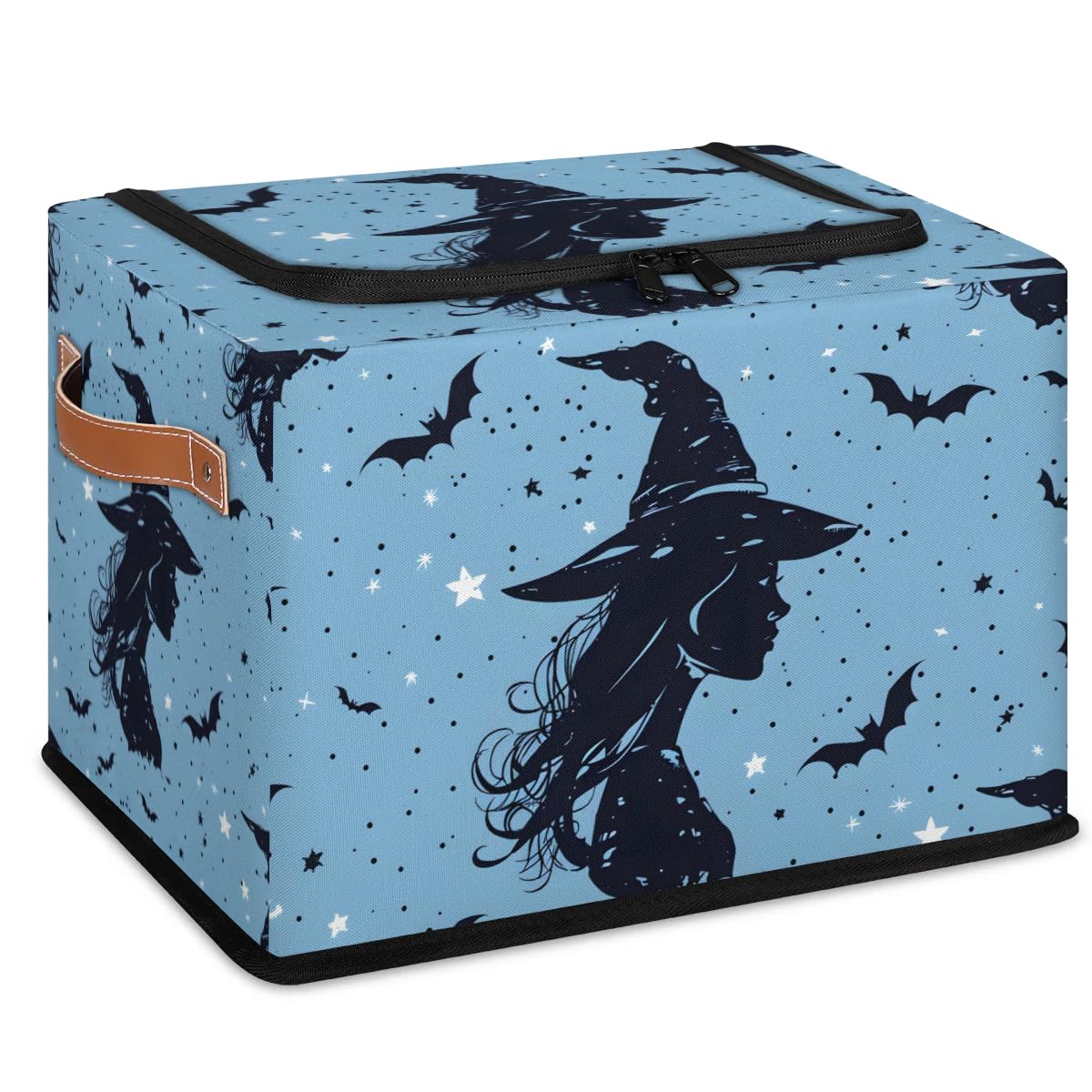 Halloween Witch Storage Boxes with Sturdy Handles - 2 Pack Zippered Storage Bins for Clothes, Toys & Home Organization - Perfect for Halloween Decor, Kids' Room & Seasonal Storage