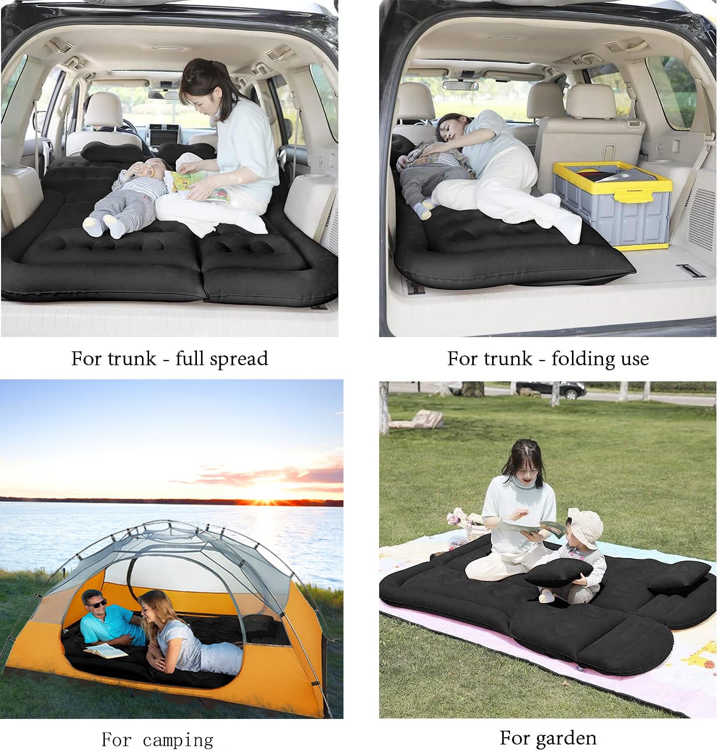 SAYGOGO SUV Air Mattress - Thickened Inflatable Car Camping Bed with Electric Pump | Portable Sleeping Pad for Travel, Road Trips & Outdoor Adventures | Upgraded Black Version