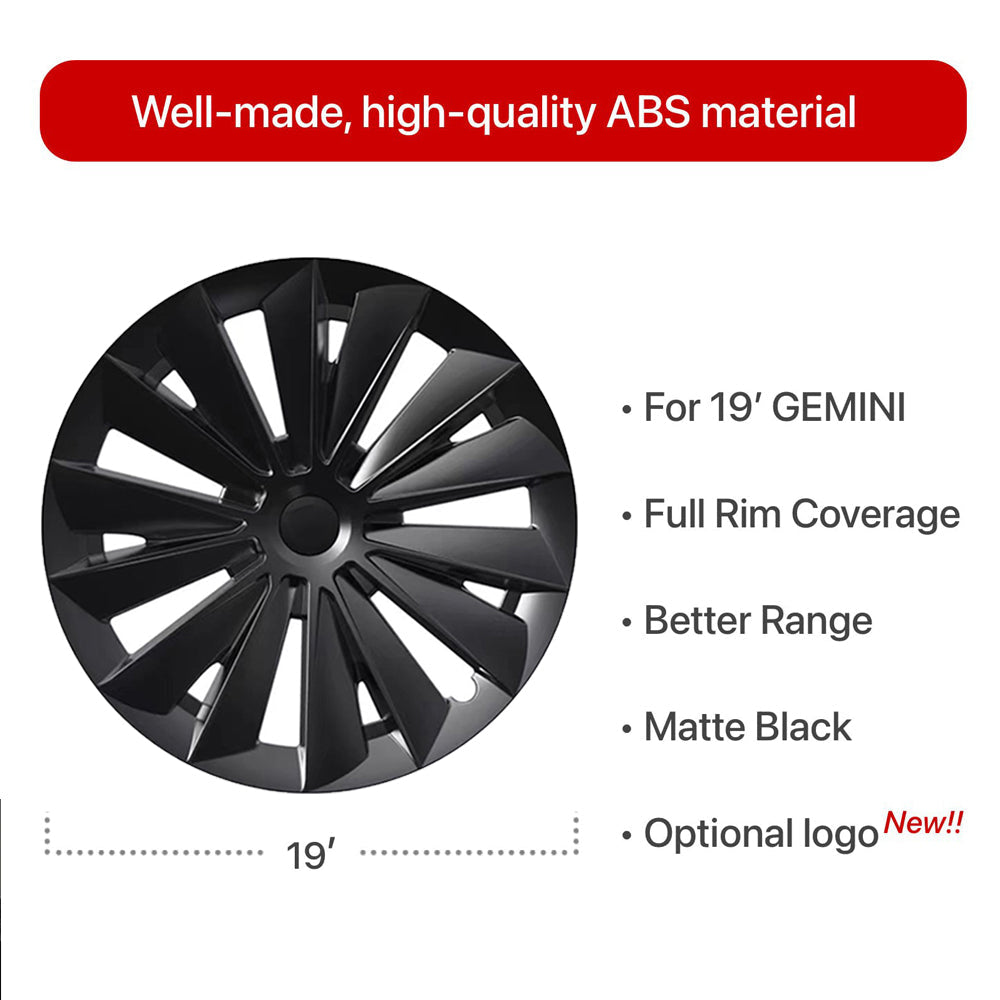 Tesla Model Y 19-Inch Gemini Wheel Hubcaps - Durable Rim Protectors for Enhanced Style & Protection | Perfect for Daily Commute, Road Trips & All-Weather Driving