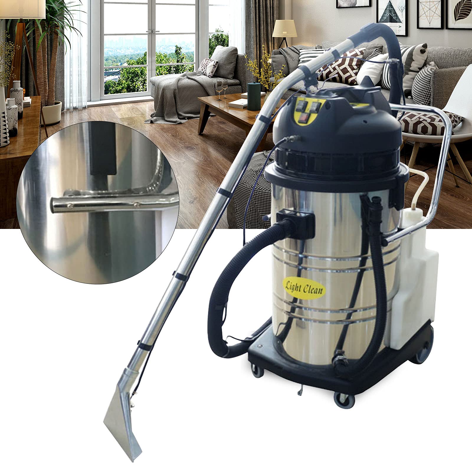 CNCEST 110V 2110W Commercial Portable Carpet Cleaning Machine - 3-in-1 Stainless Steel Wet/Dry Vacuum Cleaner with 60L Dust Collector & Air Cooling System - Ideal for Home, Office, and Commercial Carpet Cleaning