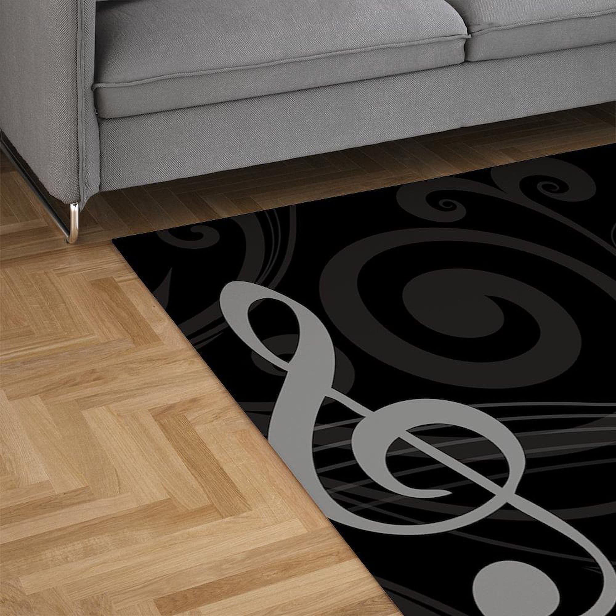Whimsical Piano & Musical Notes Area Rug - Decorative Fabric Throw Rug for Living Room, Bedroom, or Music Studio - Non-Slip Soft Floor Mat