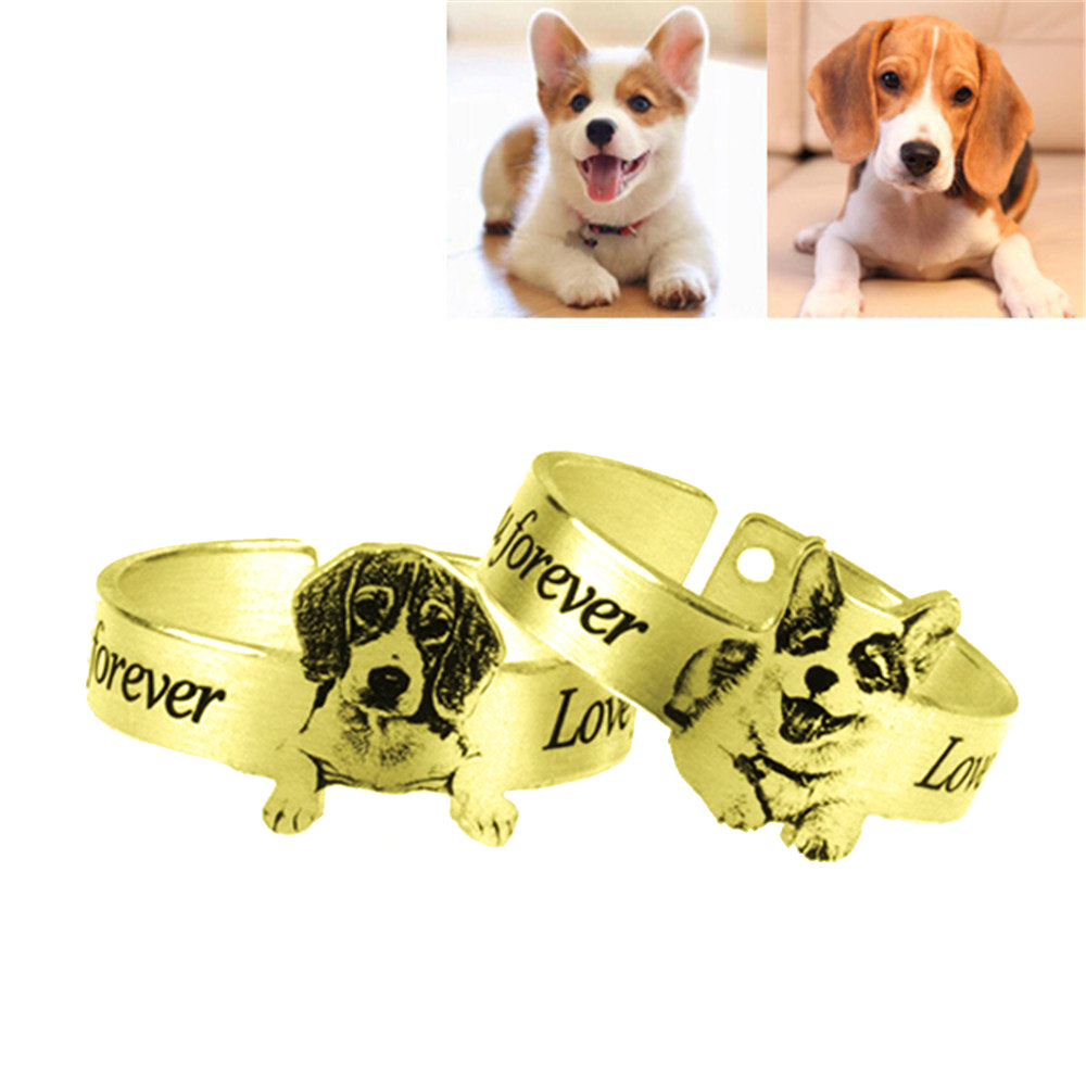 Custom Engraved Pet Photo Ring - 3 Color Choices for Personalized Jewelry - Perfect Gift for Pet Lovers, Anniversary & Memorial Keepsake