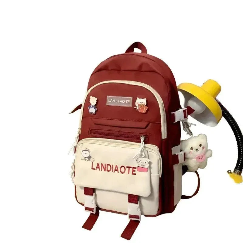 Cute Kawaii Nylon Laptop Backpack for Women & Teens - Lightweight School Computer Bag for College, Work & Travel - Water-Resistant 15.6 Inch Notebook Backpack with USB Charging Port