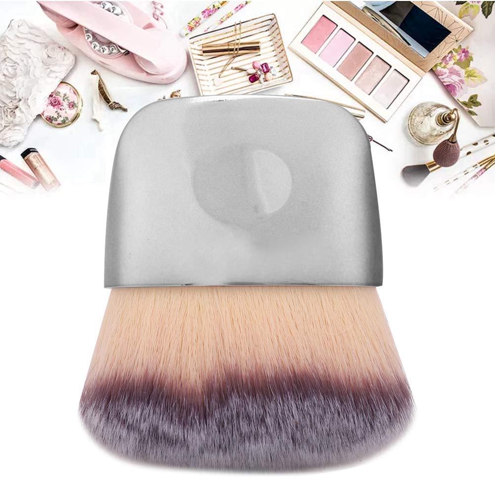 Premium Dual-Ended Makeup Brush - Soft Bristles for Loose Powder & Blush - Perfect for Liquid, Cream & Powder Cosmetics - Professional Beauty Tool for Flawless Blending (Silver) - Ideal for Everyday Makeup & Travel Touch-Ups