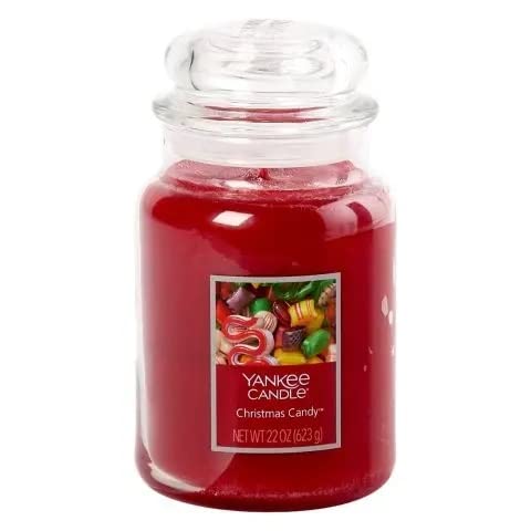 Yankee Candle Christmas Candy Scented Large Jar Candle with Gnome Stockings Holder - Holiday Home Decor, Gift for Christmas, Cozy Winter Ambiance