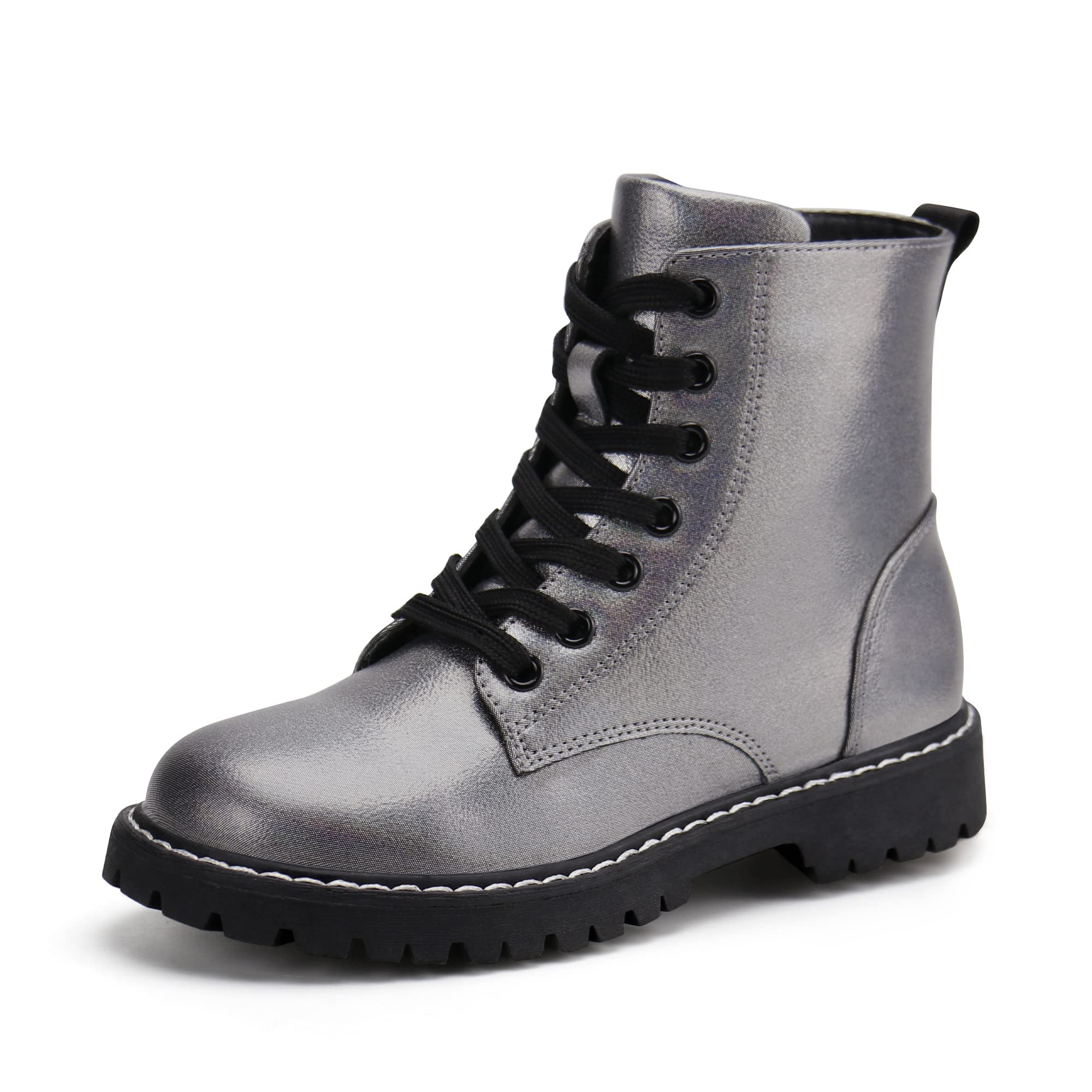 Firelli Kids Ankle Boots for Boys & Girls - Side Zipper & Lace Up Work Boots - Durable Combat Boots for School, Outdoor Play & Winter Adventures