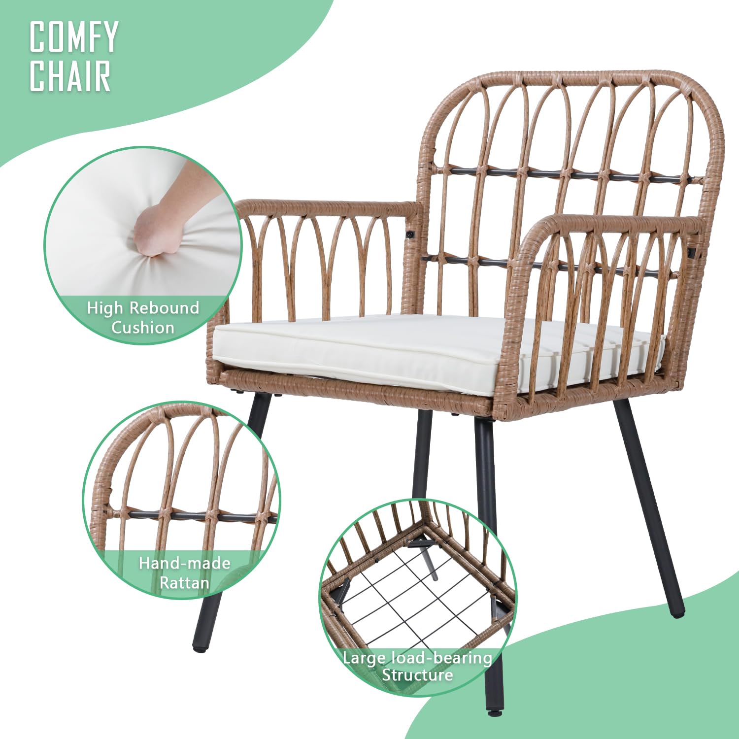 ENSTVER 5-Piece Outdoor Dining Set - All-Weather Rattan Patio Table & 4 Chairs with Cushions, Durable Plastic-Wood Tabletop - Perfect for Backyard, Garden, Poolside & Outdoor Entertaining