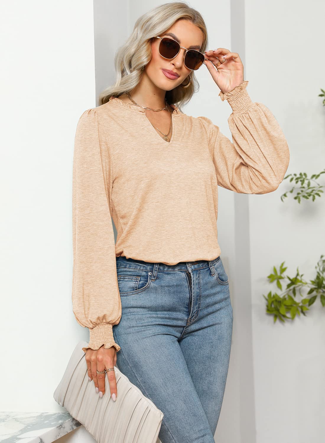 Kikula Women's Puff Sleeve Blouse - Elegant Long Sleeve Tunic Top for Dressy & Casual Wear | Perfect for Office, Date Night & Weekend Outings