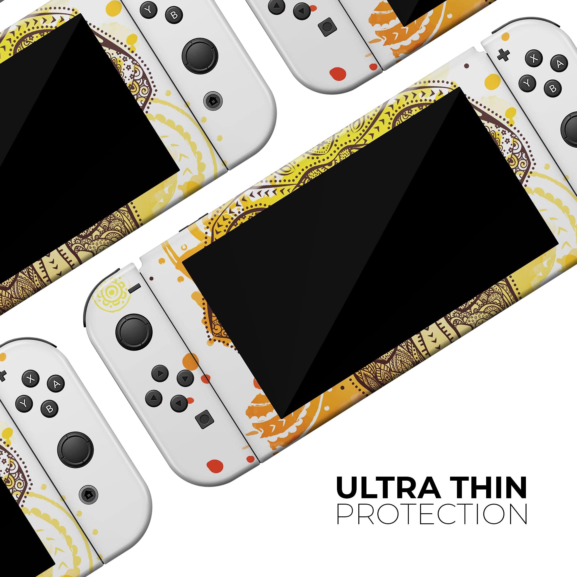 Nintendo Switch Lite Skin Decal - Scratch-Resistant Removable Vinyl Wrap Cover with Bright Orange Ethnic Elephant Design - Perfect for Gaming Protection and Personalization
