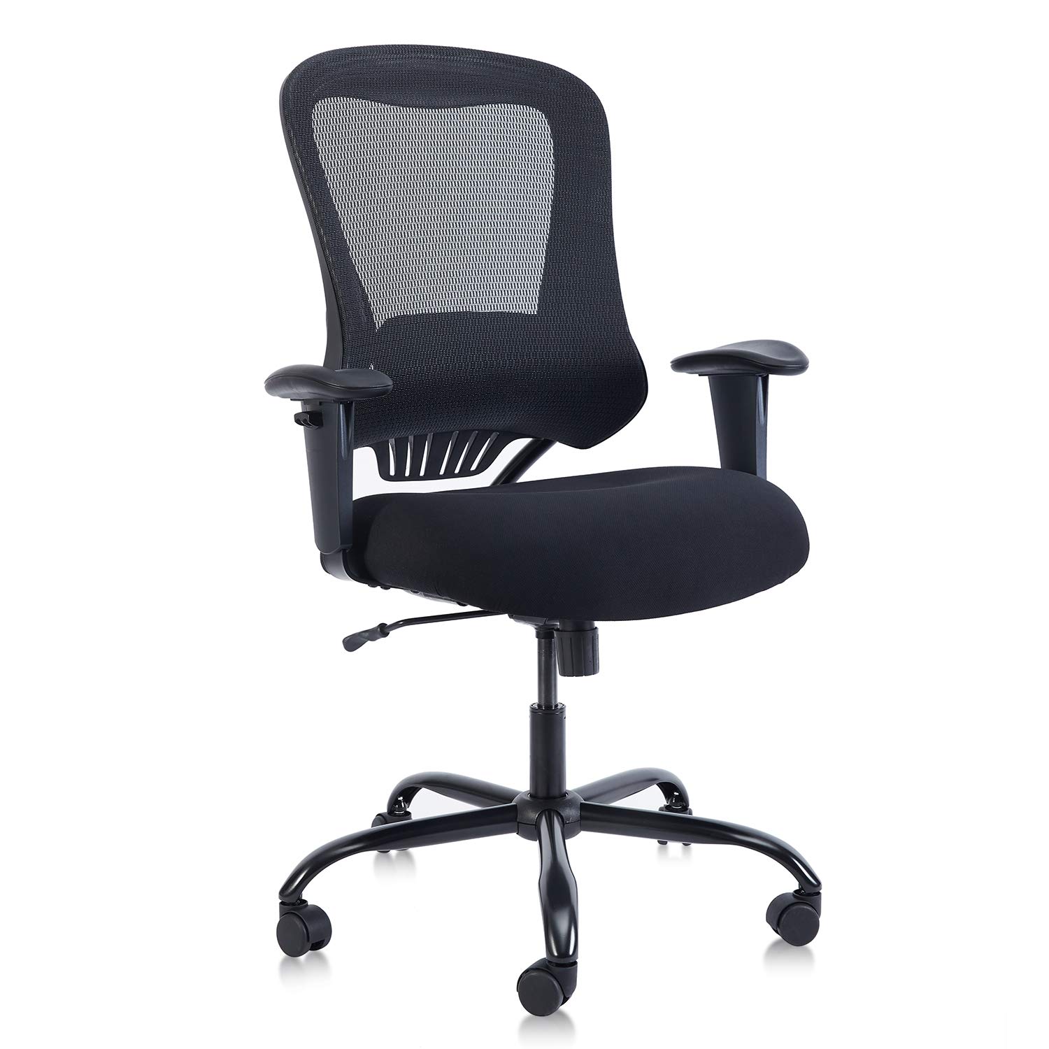 CLATINA Big and Tall Executive Mesh Office Chair - 400lbs Weight Capacity, Adjustable Armrests & Lumbar Support - Ergonomic Swivel Task Chair for Home Office - Perfect for Long Work Hours & Gaming Sessions (1 Pack)