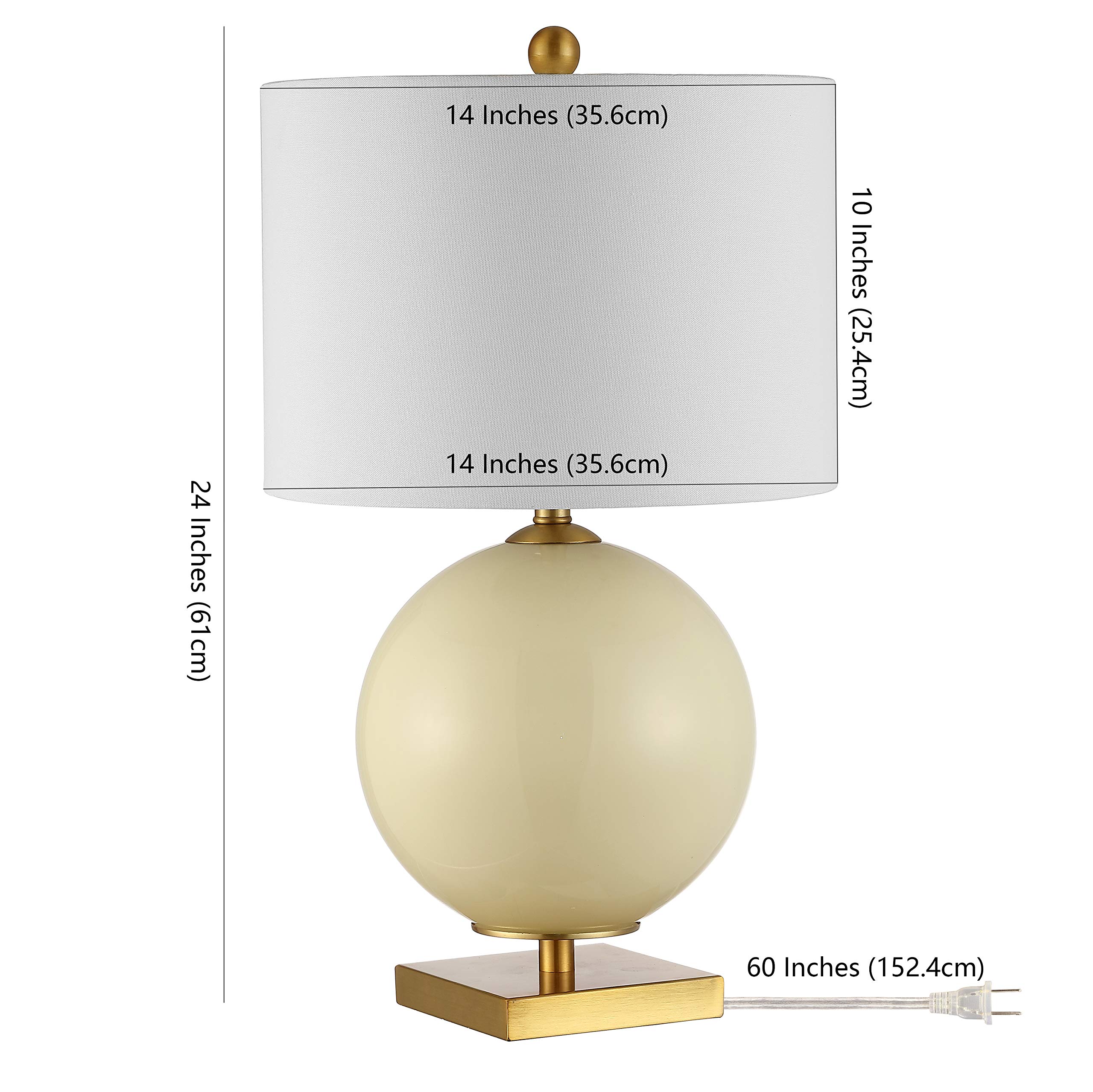SAFAVIEH Anina 24-inch Cream Glass Table Lamp Set of 2 with LED Bulbs - Modern Bedroom, Living Room, Home Office & Nightstand Lighting for Cozy Ambiance