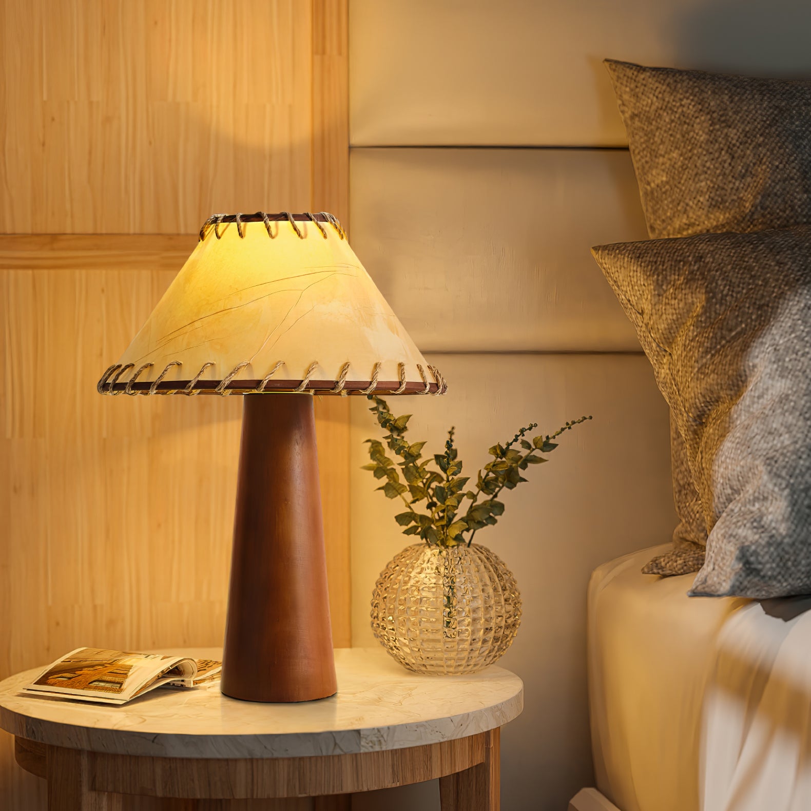 Crestview Paper Column Floor Lamp - Modern & Stylish LED Standing Light for Living Room, Bedroom, or Office - Warm White Light with Adjustable Brightness - Perfect for Reading, Relaxing, and Decorating Spaces