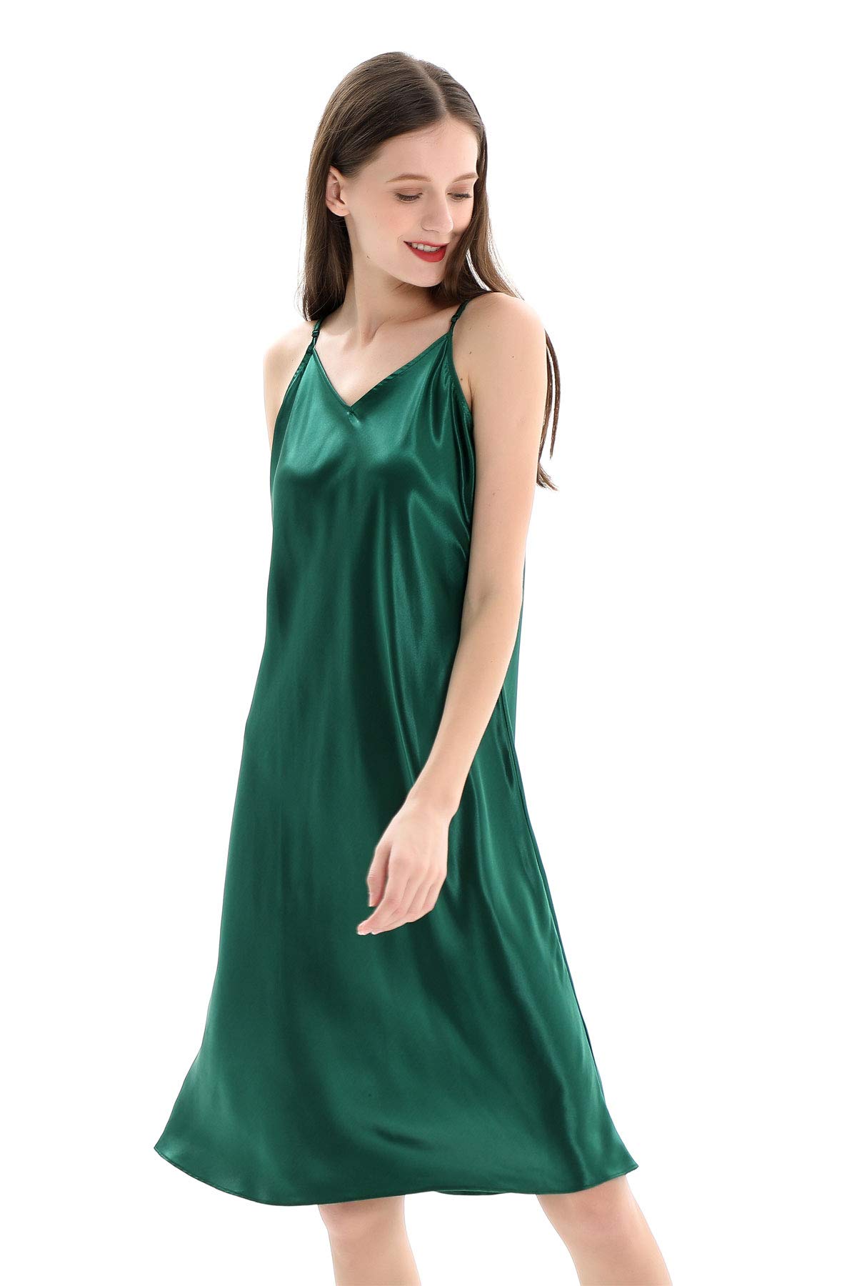 ZIMASILK 22 Momme Pure Mulberry Silk Nightgown - Spaghetti Strap Chemise with Deep V Neck for Women | Luxurious Sleepwear for Bridal, Anniversary & Romantic Occasions