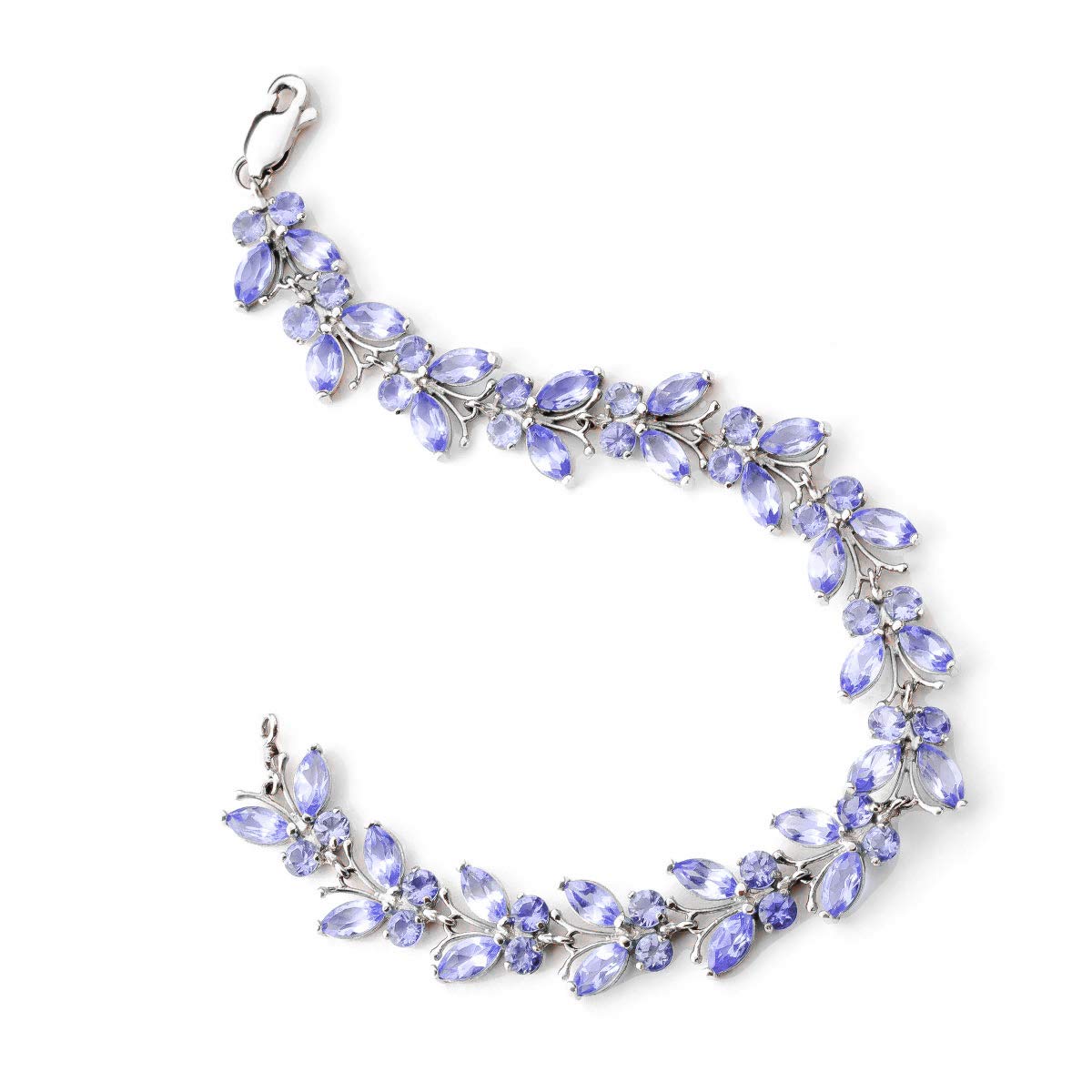 14K Solid White Gold Butterfly Bracelet with 7.8 CTW Tanzanite & Galaxy Gold GG - Elegant Jewelry for Women, Perfect for Weddings, Anniversaries & Special Occasions