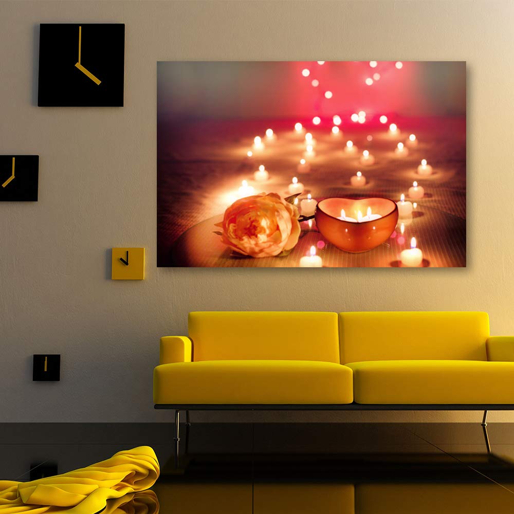 Idea4Wall Christmas Candles Canvas Wall Art - 32x48 Inches Framed Holiday Painting for Home Decor, Living Room, Bedroom & Office