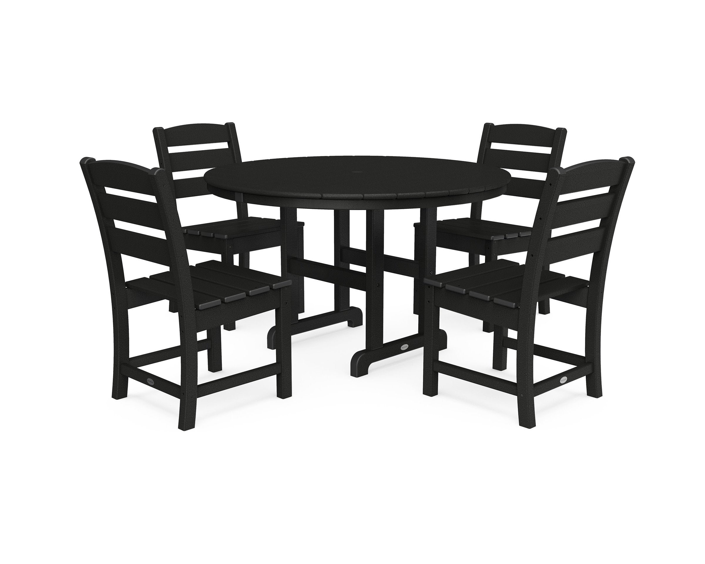 Polywood Black Lakeside 5-Piece Round Outdoor Dining Set - Durable Patio Furniture for Backyard, Poolside & Garden Gatherings