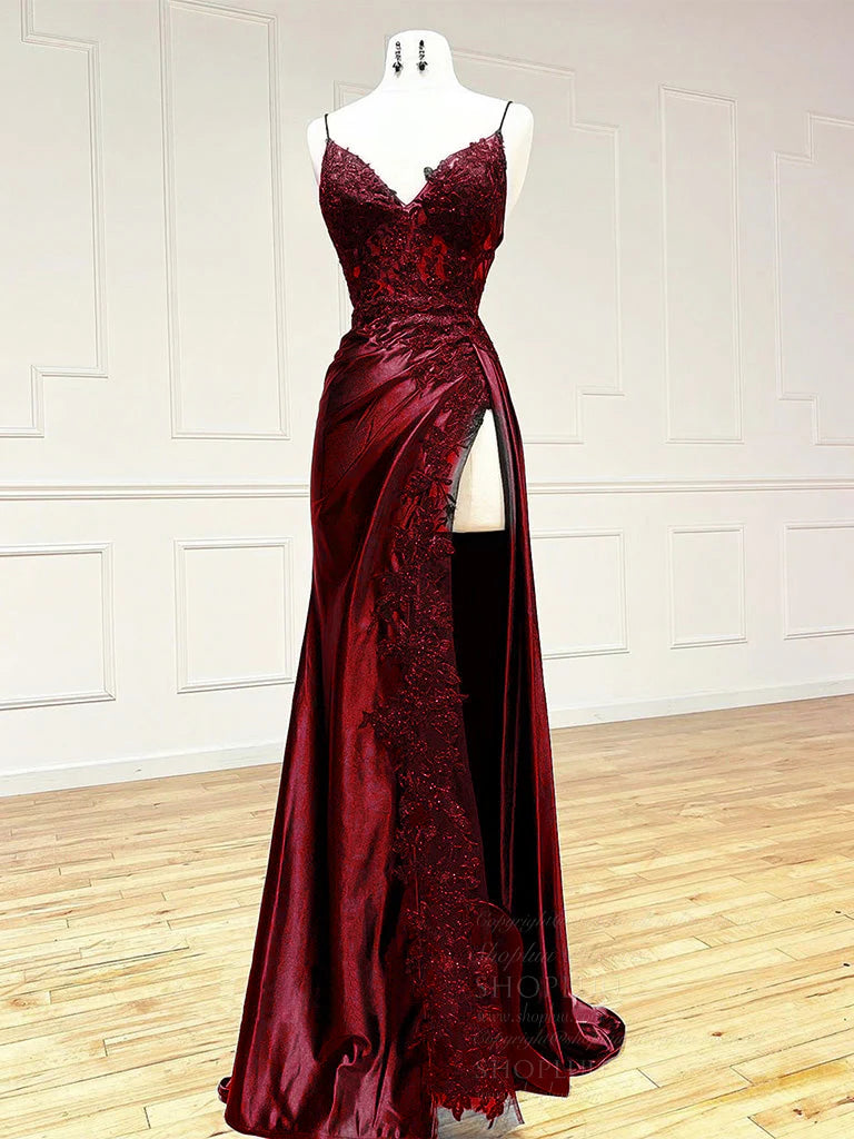 2025 Black Long Prom Dress with Lace V-Neck - Elegant A-Line Formal Gown with High Slit for Homecoming, Evening Party & Special Occasions