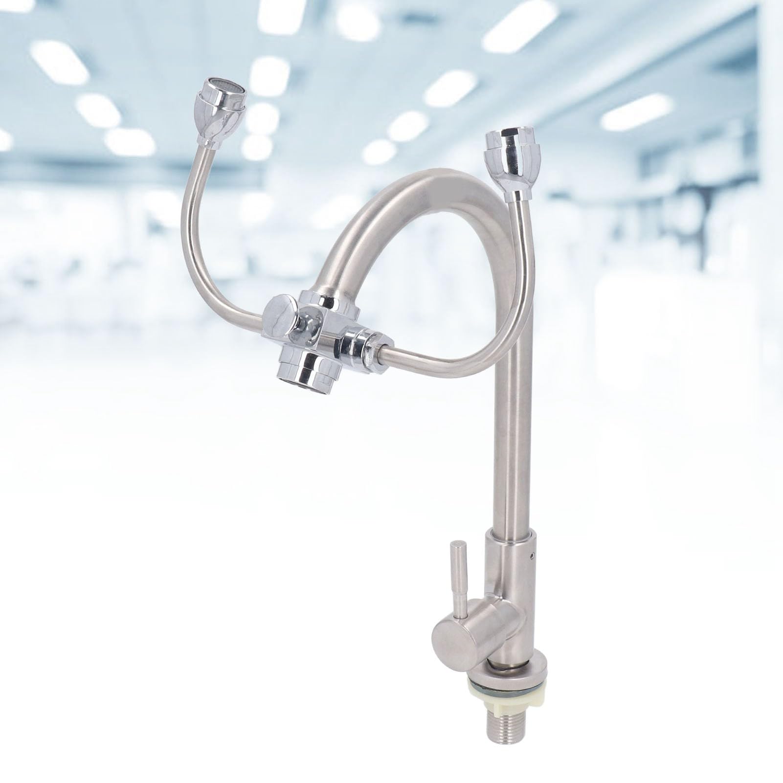 Emergency Eye Wash Station - Faucet Mounted Eyewash Kit with Filter & Dual Spray Heads for Labs, Home & Workplace Safety - ANSI Compliant G1/2 Eye Flush Unit for Chemical Splash First Aid