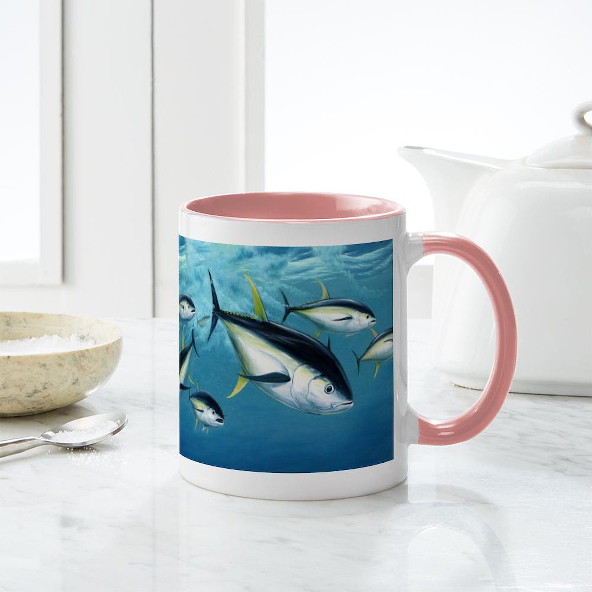 Bluefin Tuna Ceramic Coffee Mug 11 oz (325 ml) - Funny Fish Design for Tea & Hot Drinks - Perfect Gift for Marine Life Lovers, Office Use & Home Decor
