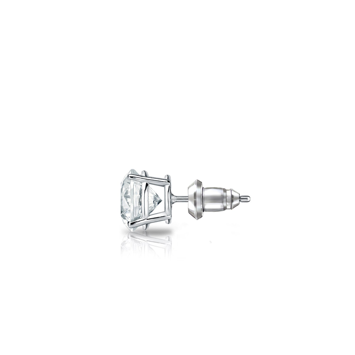 1/8 to 1 Carat Round Diamond Stud Earrings in 14k White Gold - Secure Lock Back, 4-Prong Basket Setting (O-White, I2-I3 Clarity) - Perfect for Everyday Wear, Special Occasions & Gift Giving