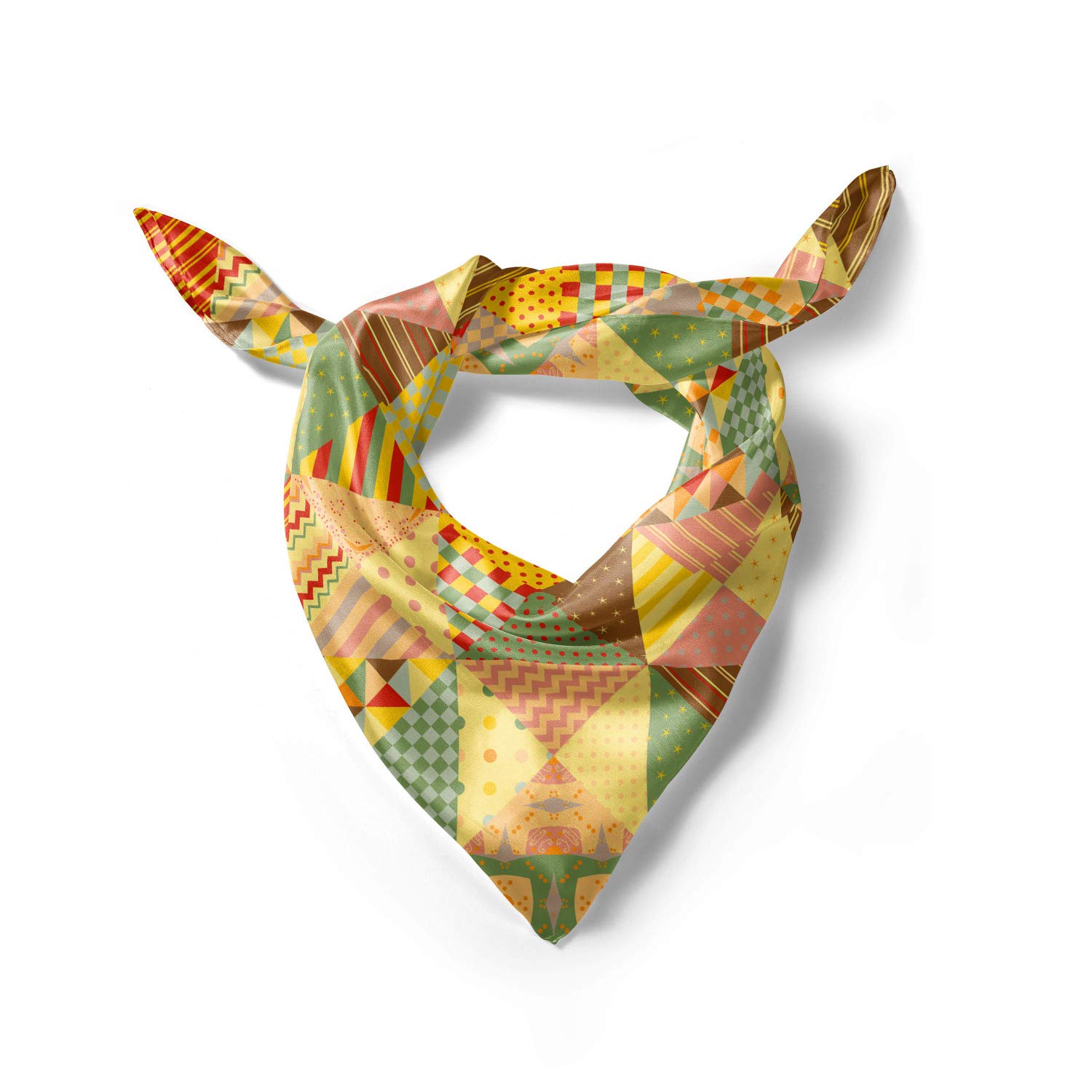 Ambesonne Geometric Head Scarf - Colorful Triangle Pattern Hair Wrap & Bandana for Women | Perfect for Yoga, Beach, Travel & Fashion Accessories